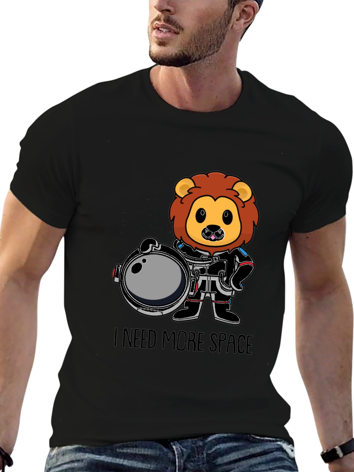 Black Lion Astronaut T-Shirt - I Need More Space view 6
