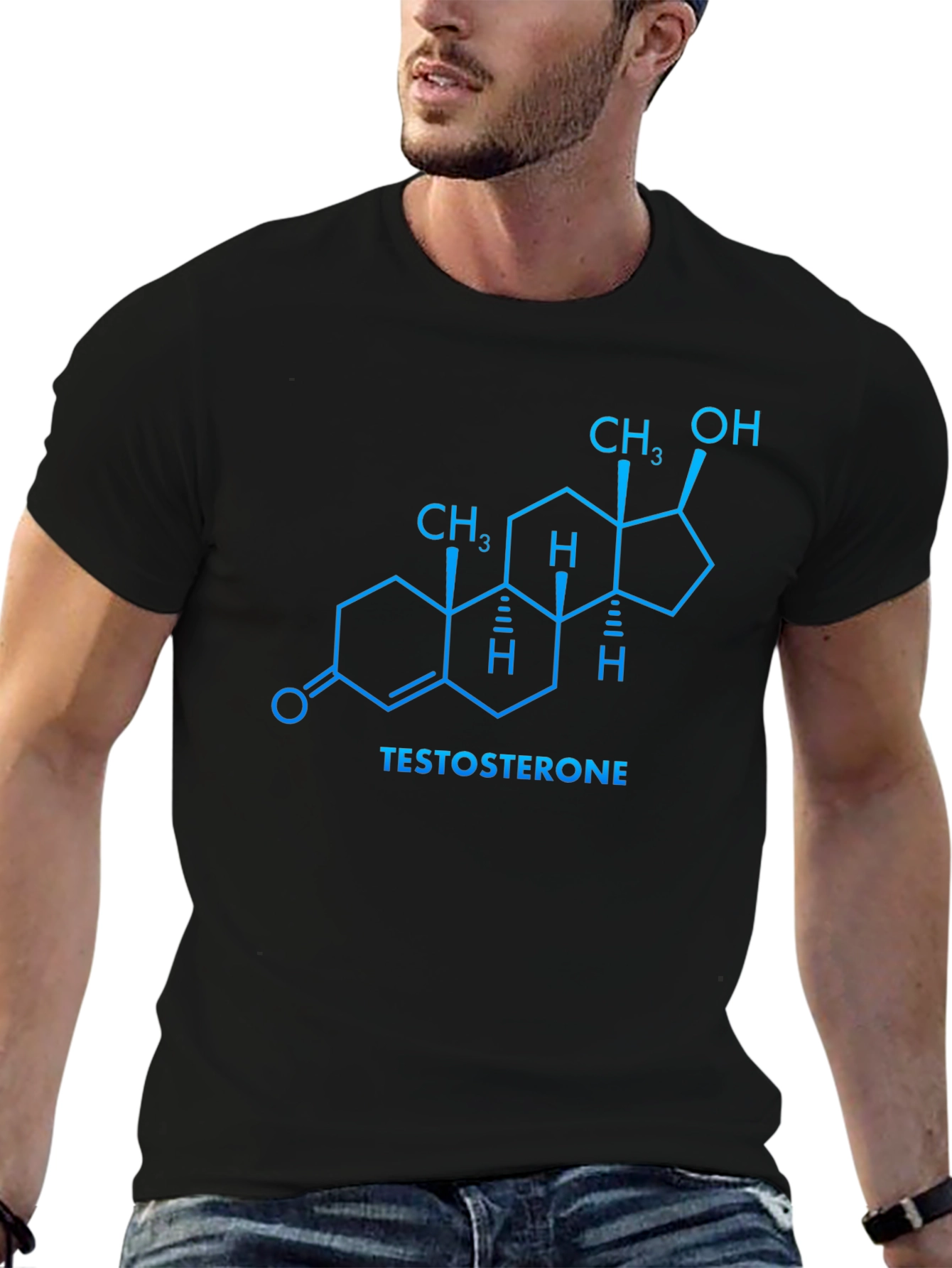 Black Testosterone Molecule T-Shirt - Science Tee view 6