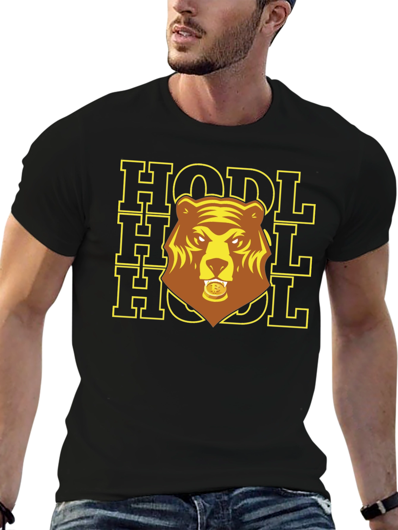 Black HODL Crypto Bear T-Shirt view 6