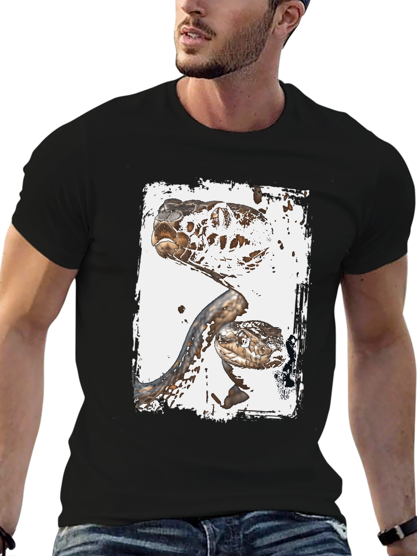 Black Snake T-Shirt: Reptile Art Graphic Tee view 6