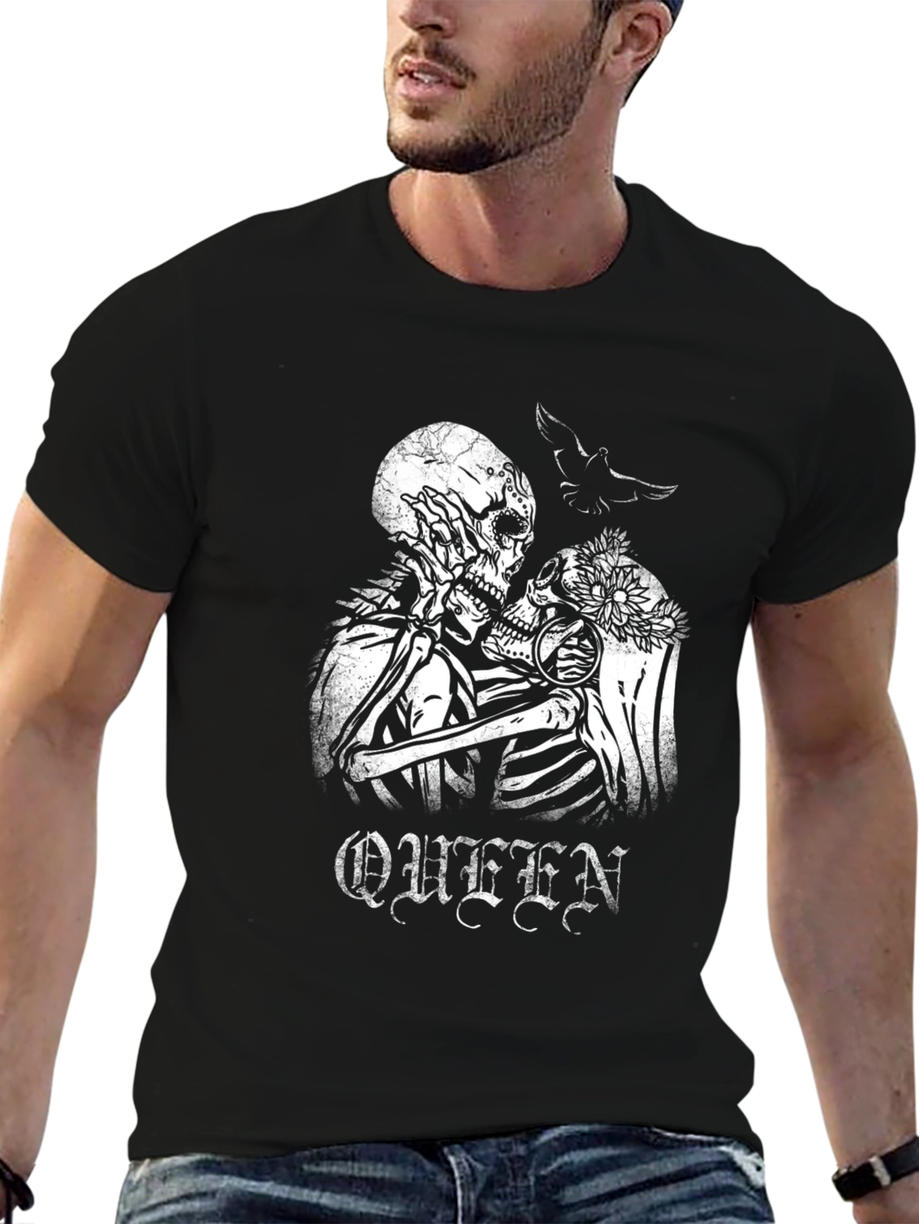 Black Queen Skeleton Couple T-Shirt - Gothic Romance view 6