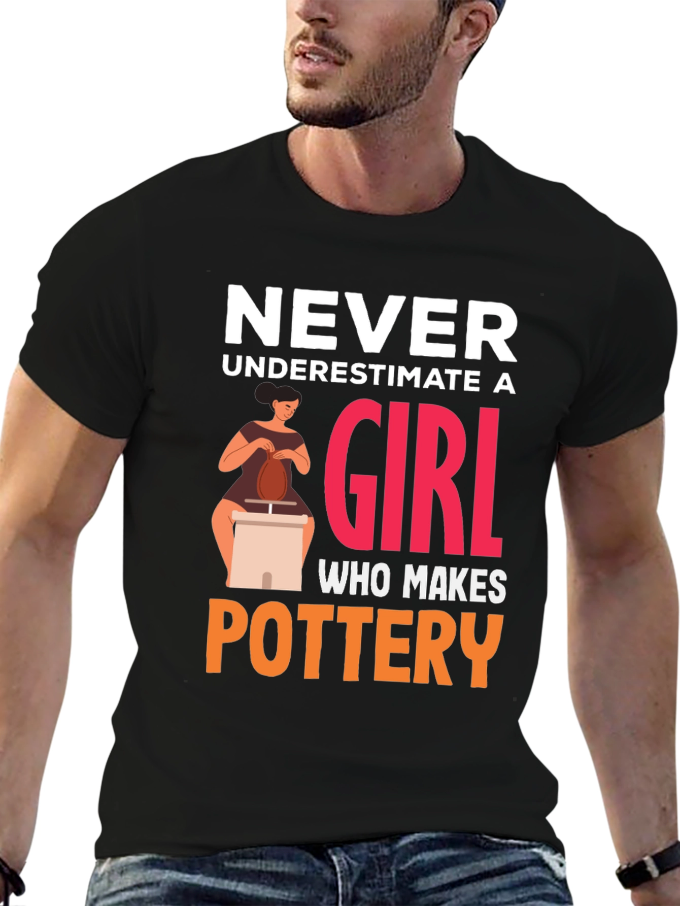 Black Never Underestimate Pottery Girl T-Shirt view 6