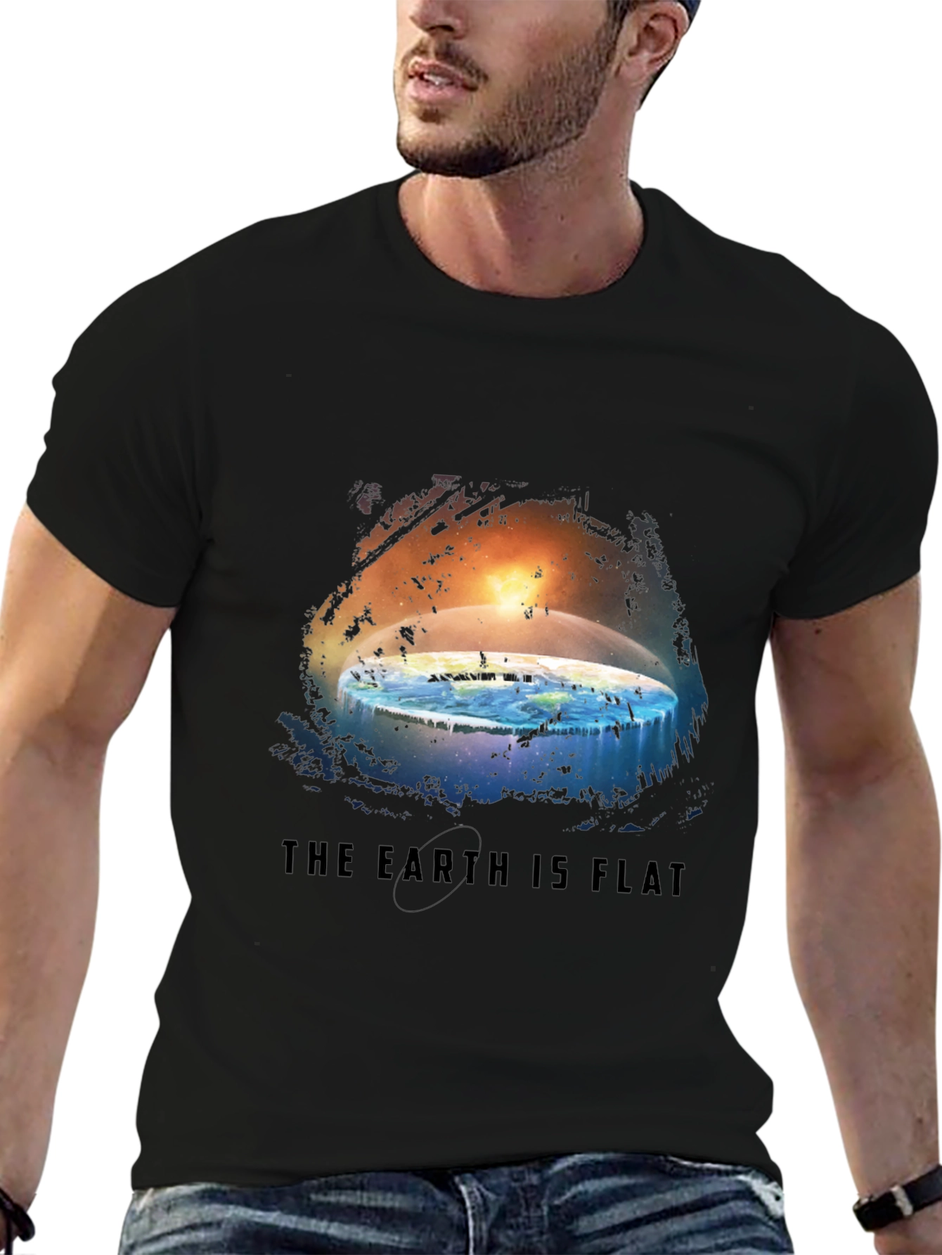 Black Flat Earth Graphic Tee view 6