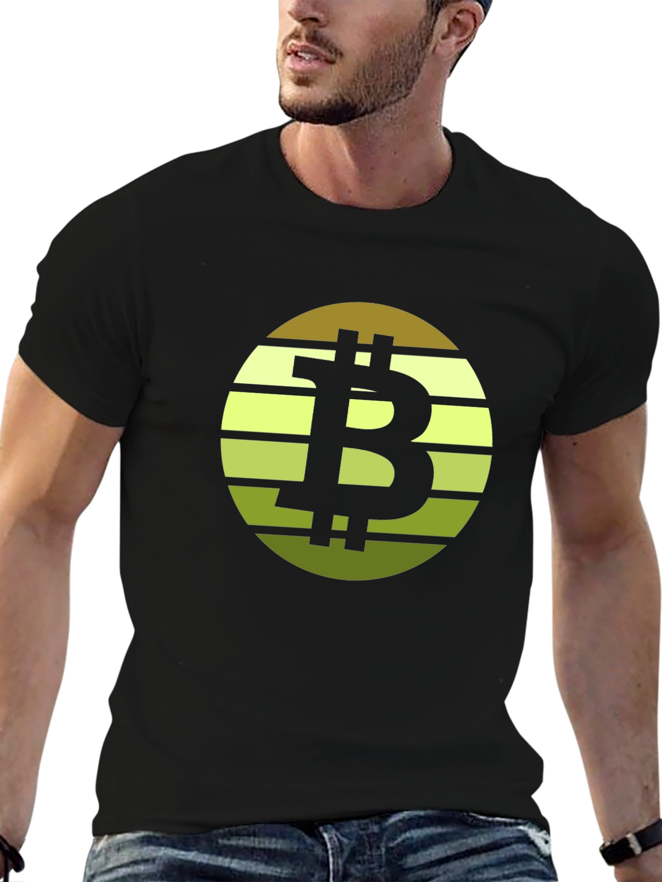 Black Bitcoin Sunset Graphic Tee view 6