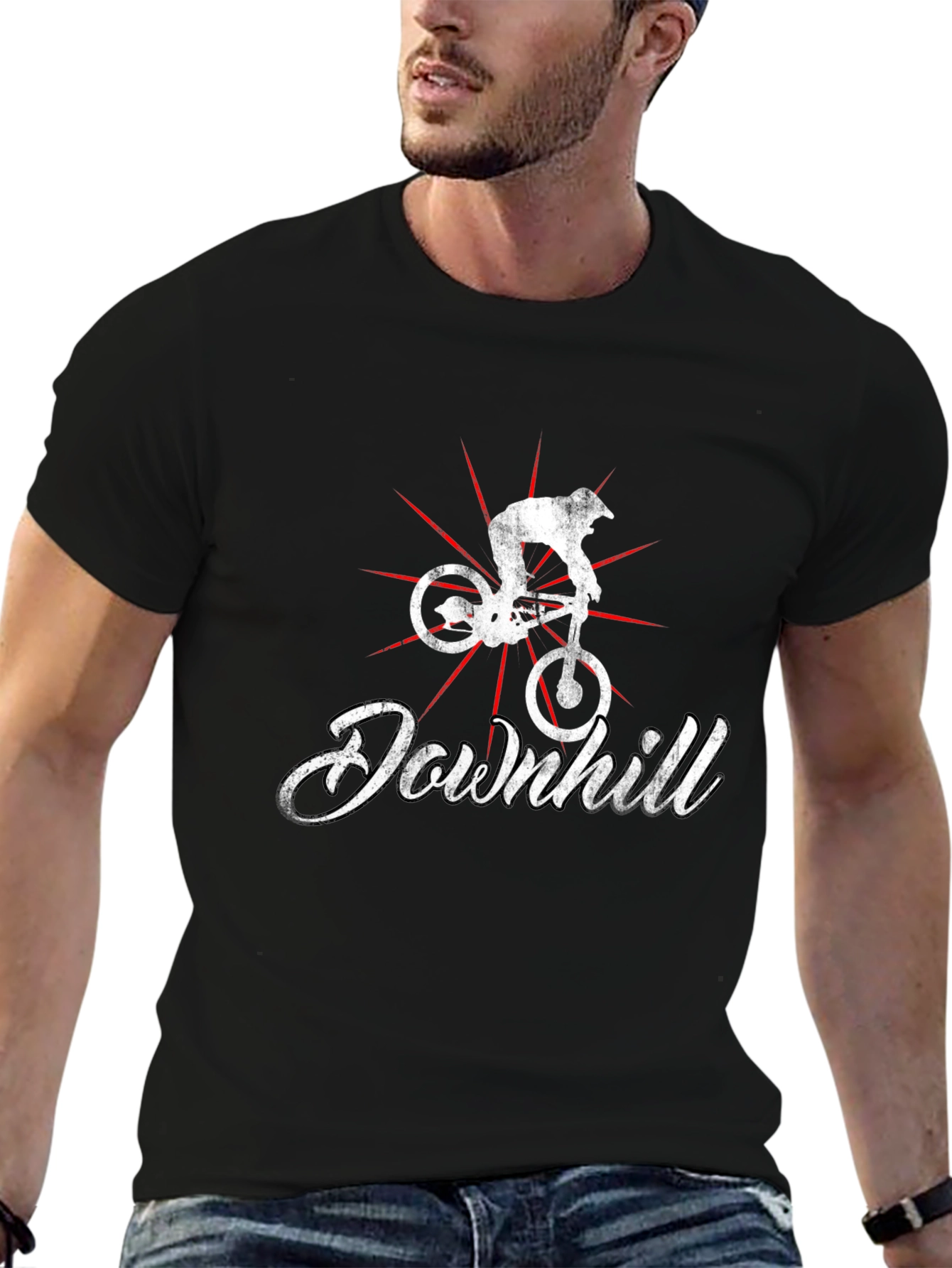 Black Downhill Biker T-Shirt - Black Graphic Tee view 6