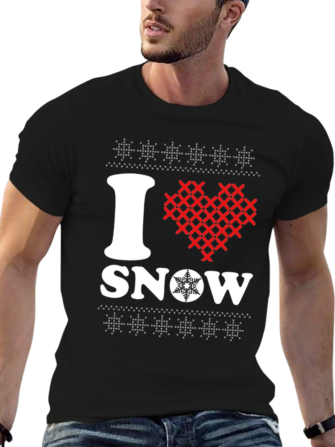 Black I Love Snow T-Shirt view 6
