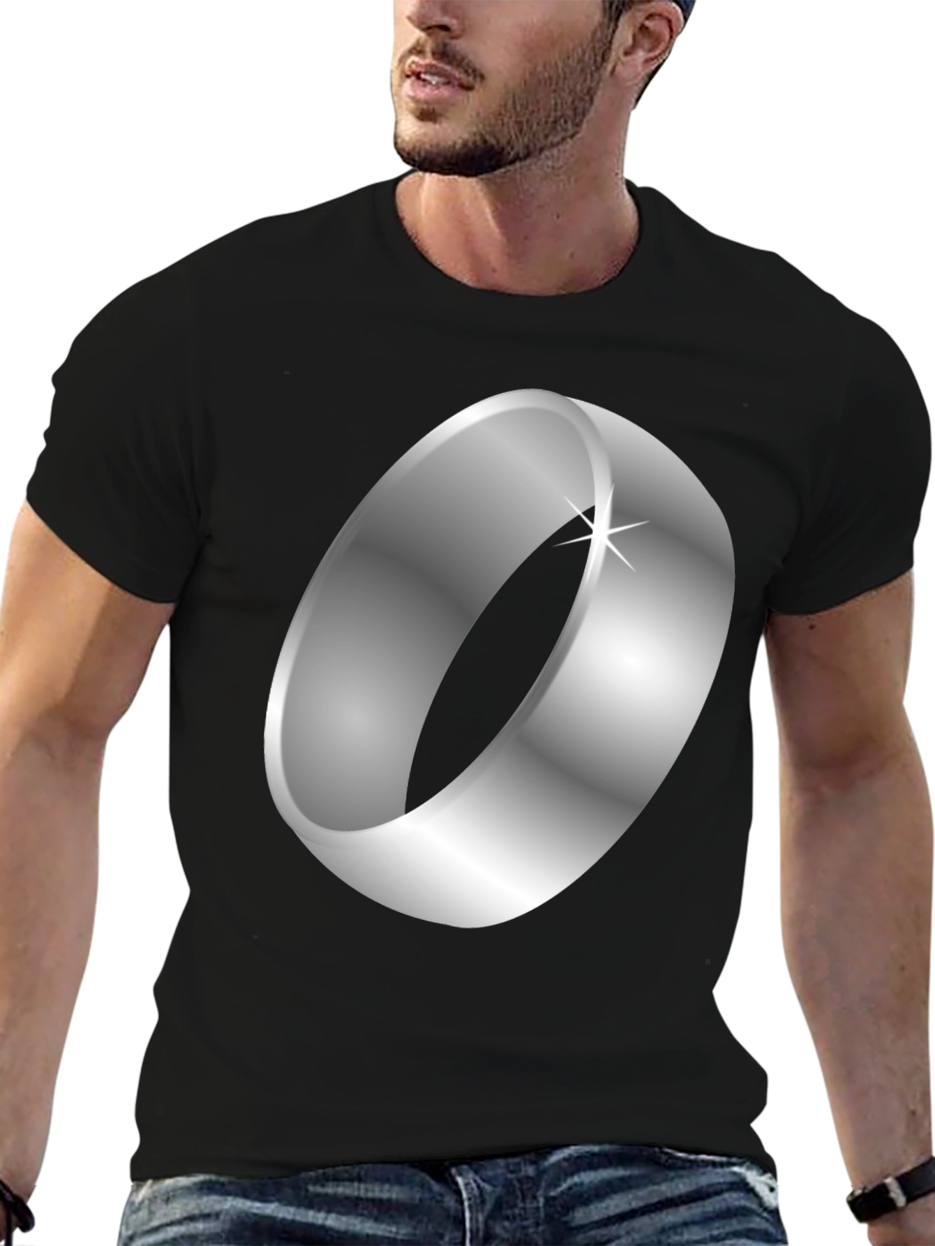 Black Ring Graphic Black T-Shirt view 6