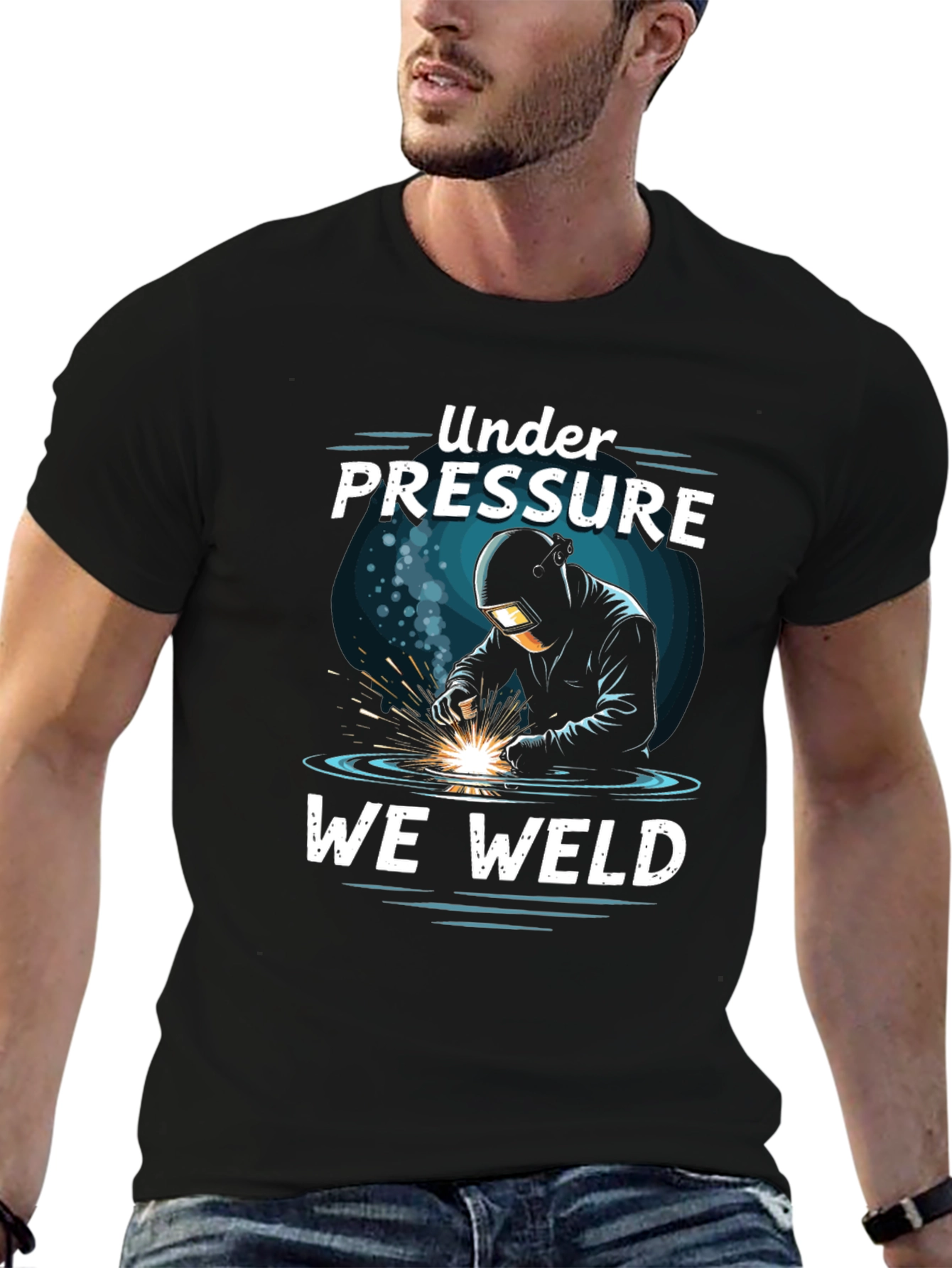 Black Under Pressure We Weld Graphic T-Shirt view 6