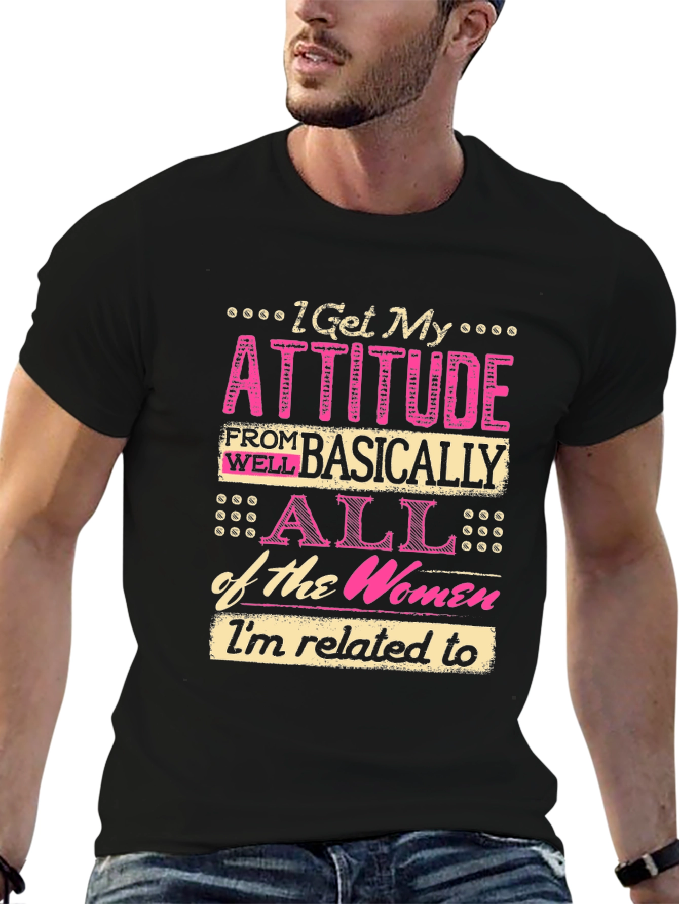Black Attitude Women's T-Shirt: I Get My Attitude view 6