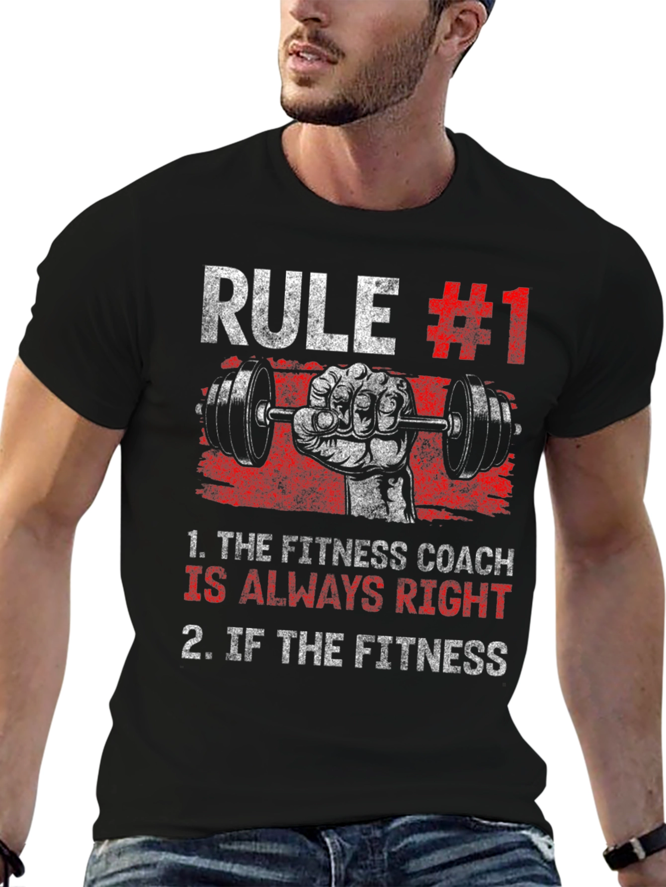 Black Rule #1 Fitness Coach T-Shirt - Workout Gym Tee view 6