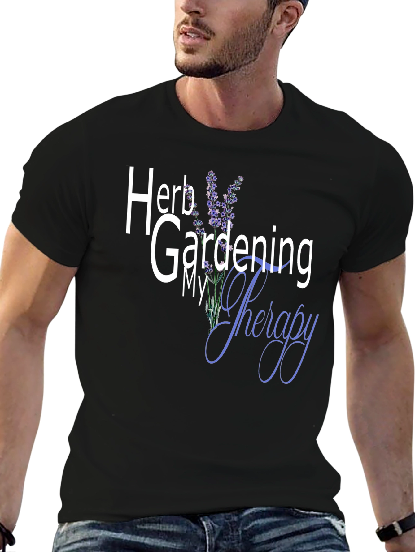 Black Herb Gardening My Therapy Graphic Tee view 6