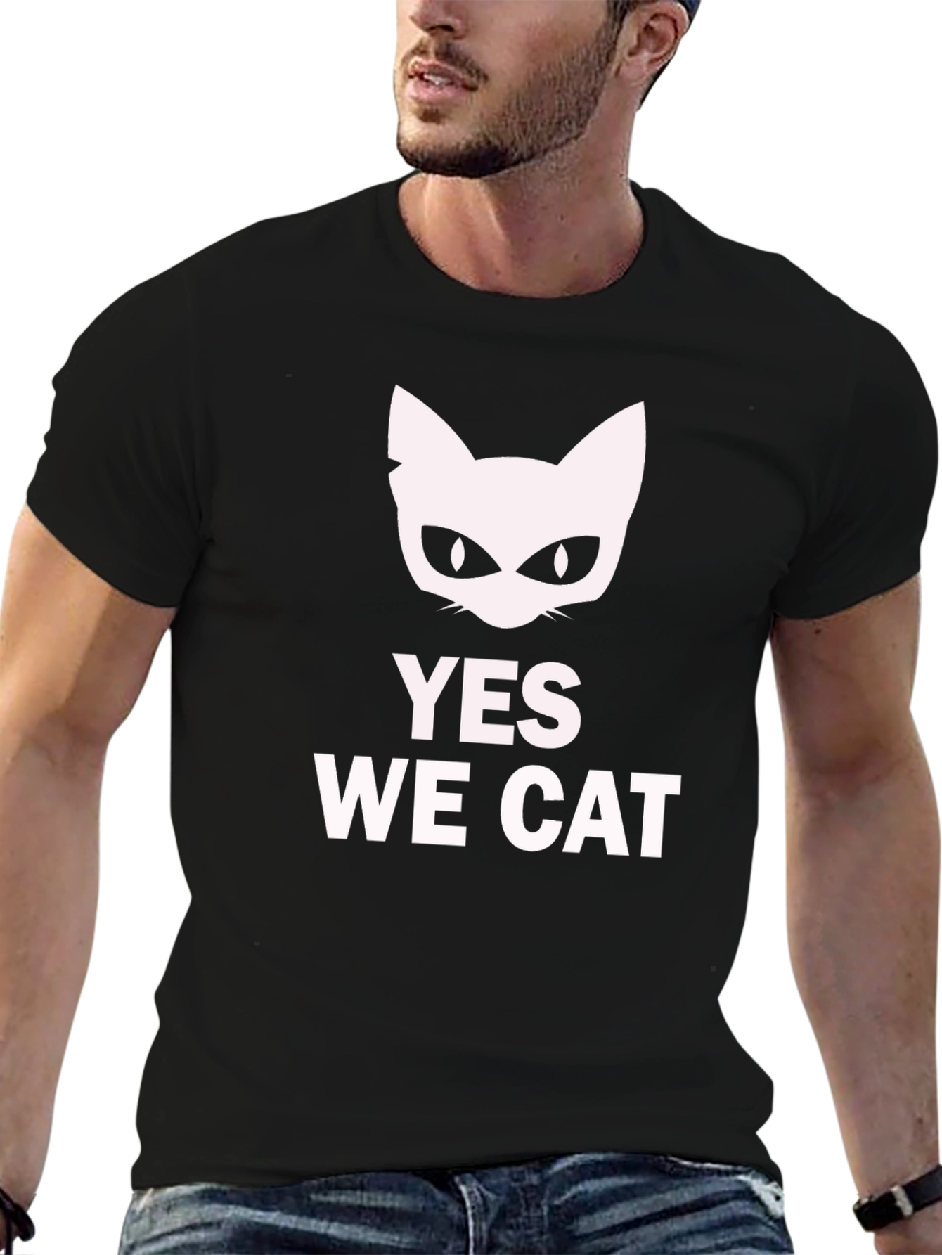 Black Yes We Cat T-Shirt - Funny Cat Lover Tee view 6