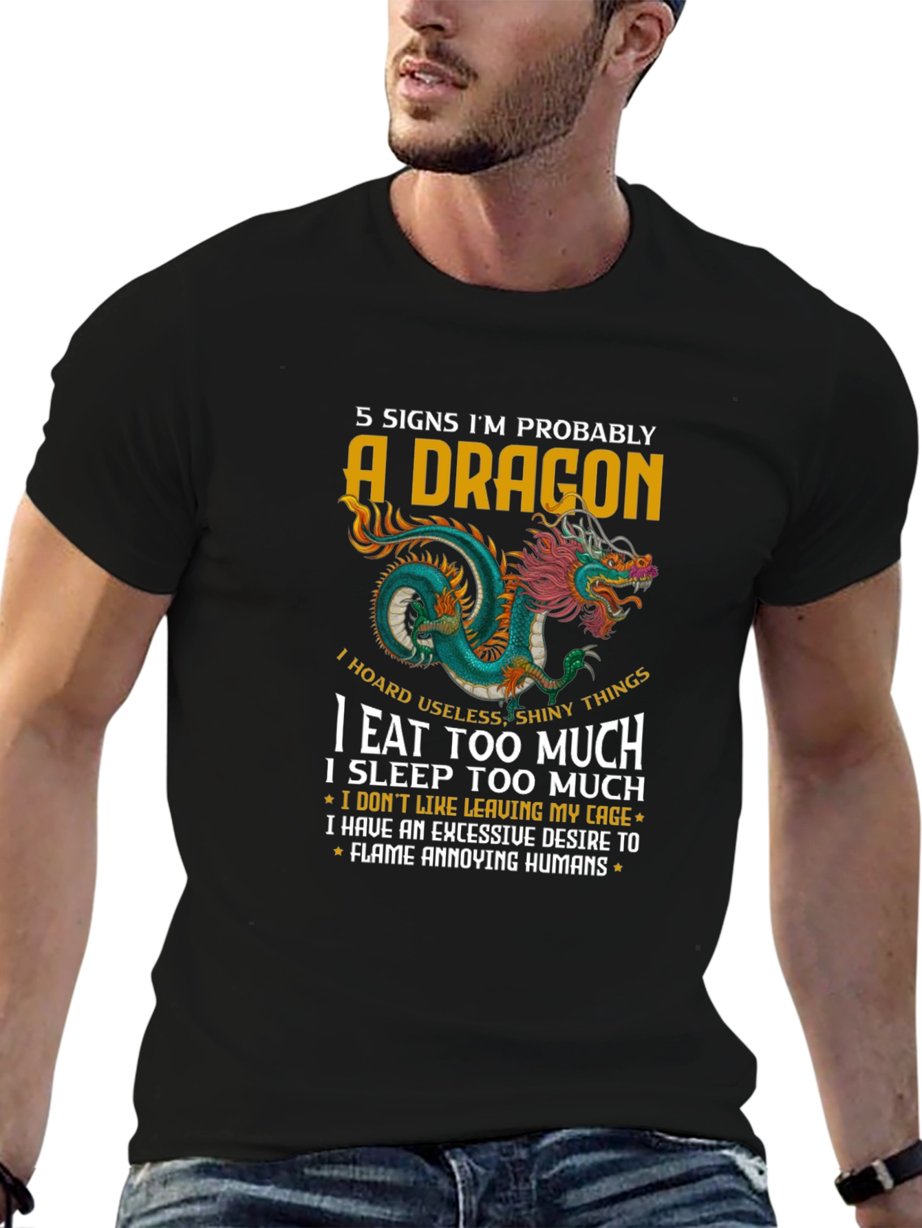 Black 5 Signs Dragon Graphic T-Shirt view 6