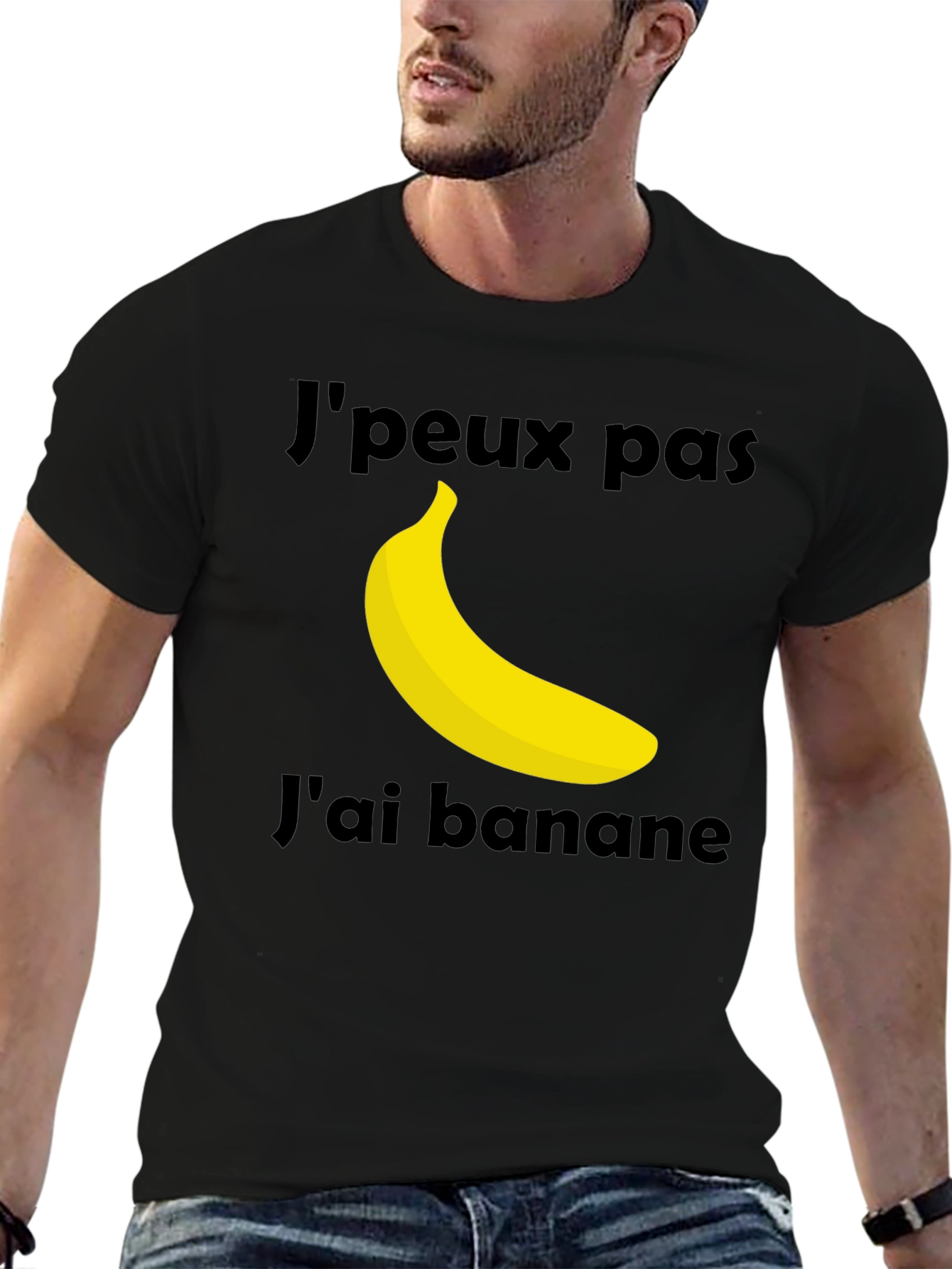 Black J'peux Pas J'ai Banane T-Shirt - Funny French Banana Tee view 6