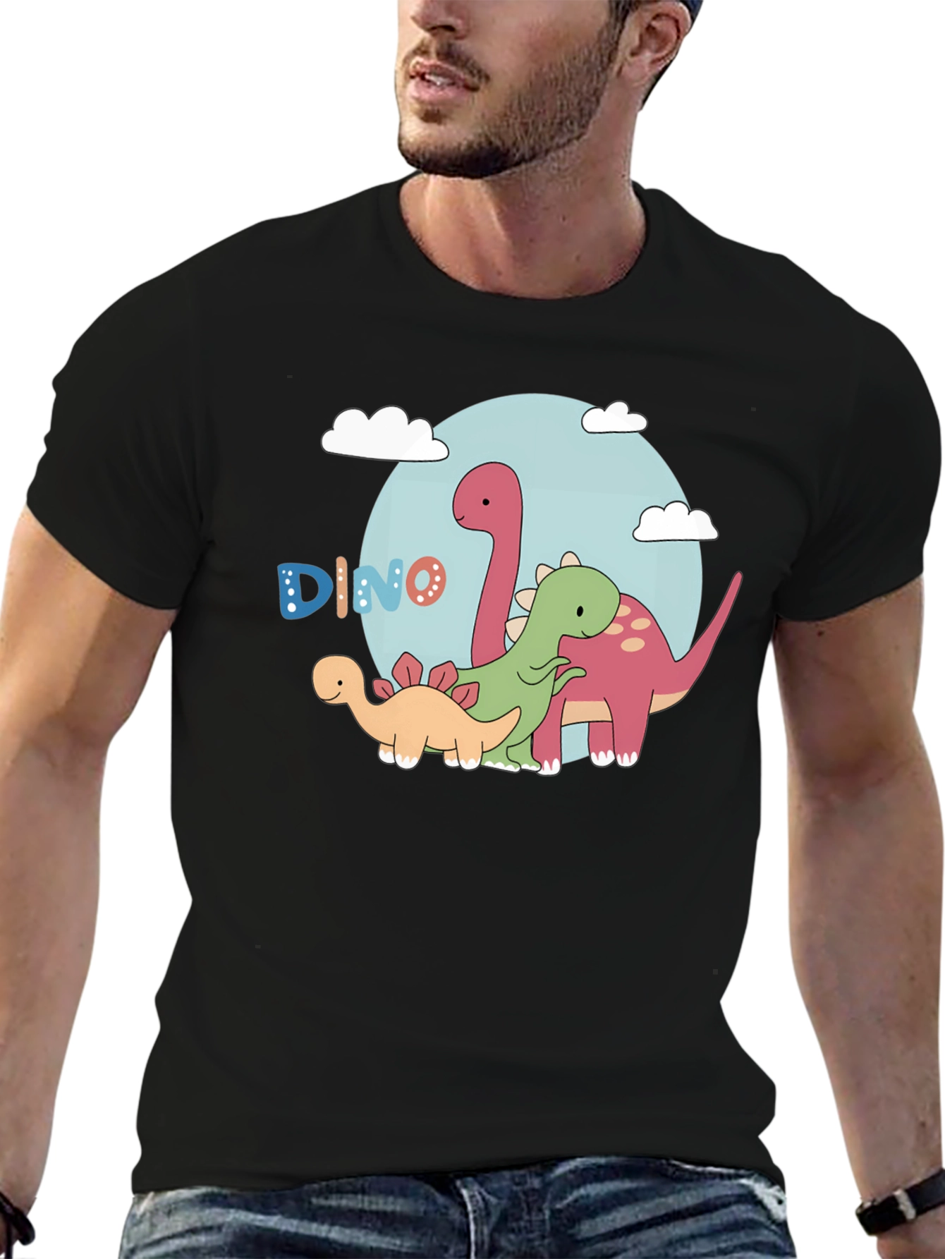 Black Dino T-Shirt - Cartoon Dinosaur Graphic Tee view 6