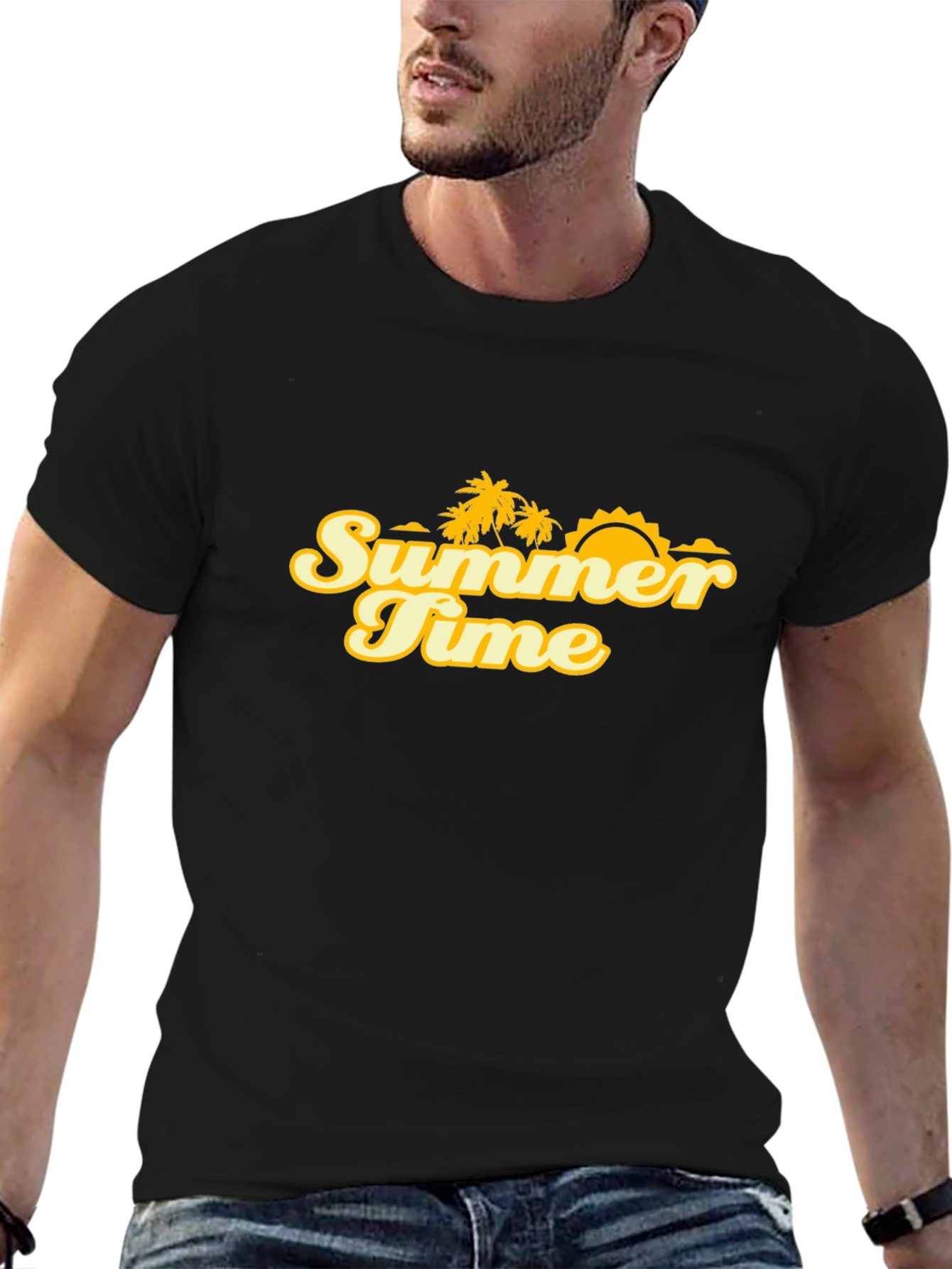 Black Summer Time Graphic Tee - Black Cotton Blend view 6
