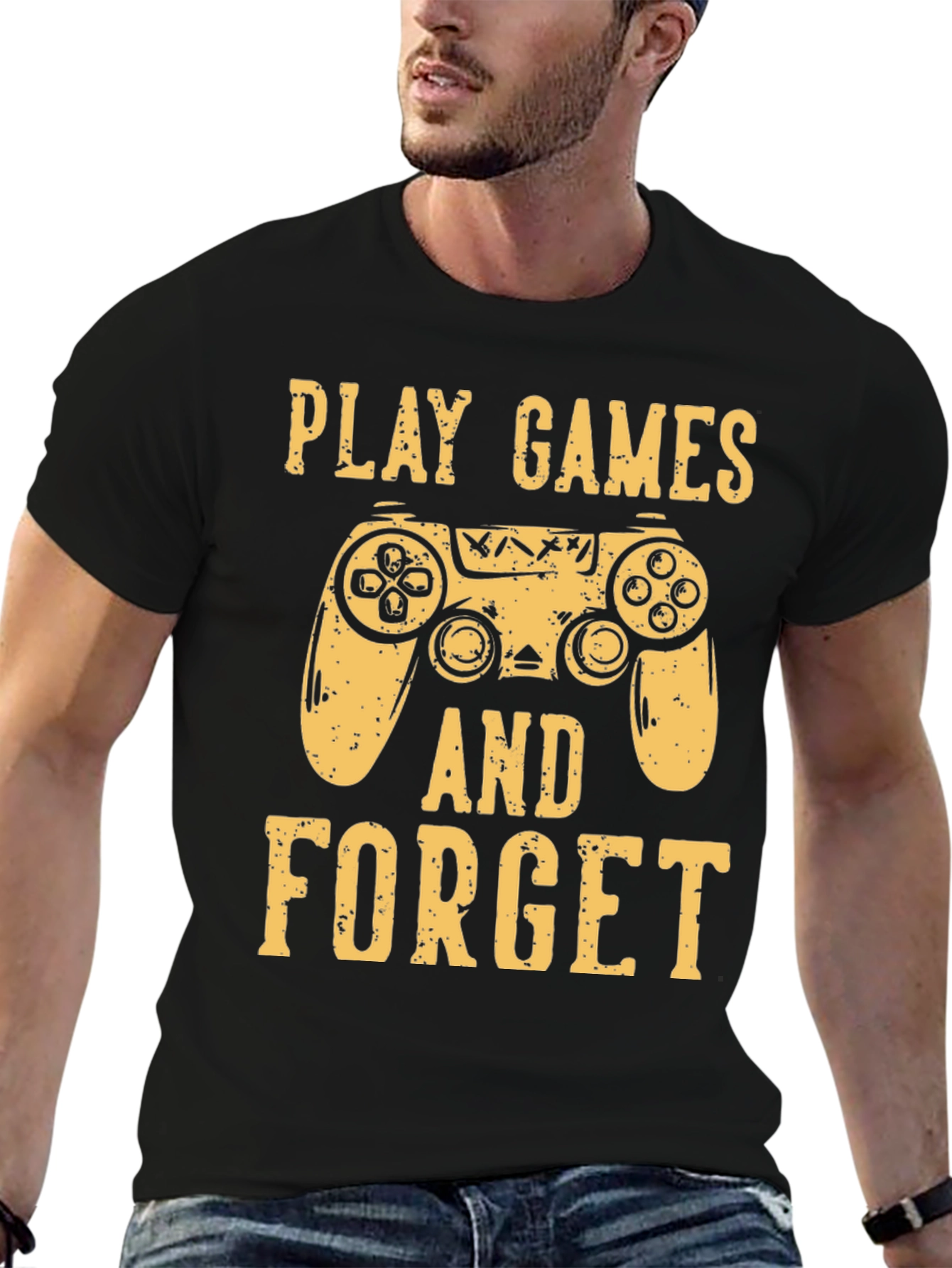 Black Play Games and Forget T-Shirt - Gamer Tee view 6