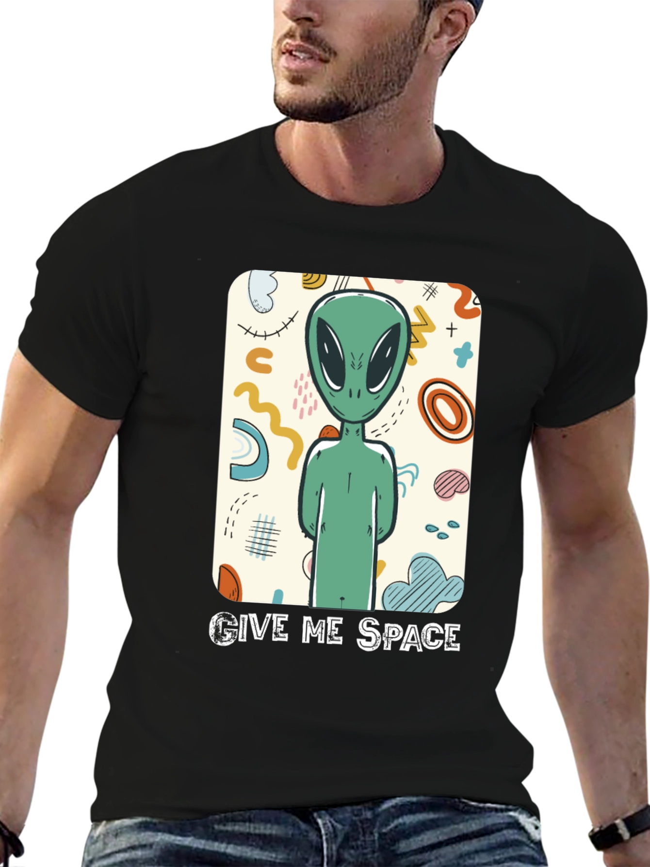 Black Give Me Space Alien Graphic Tee view 6