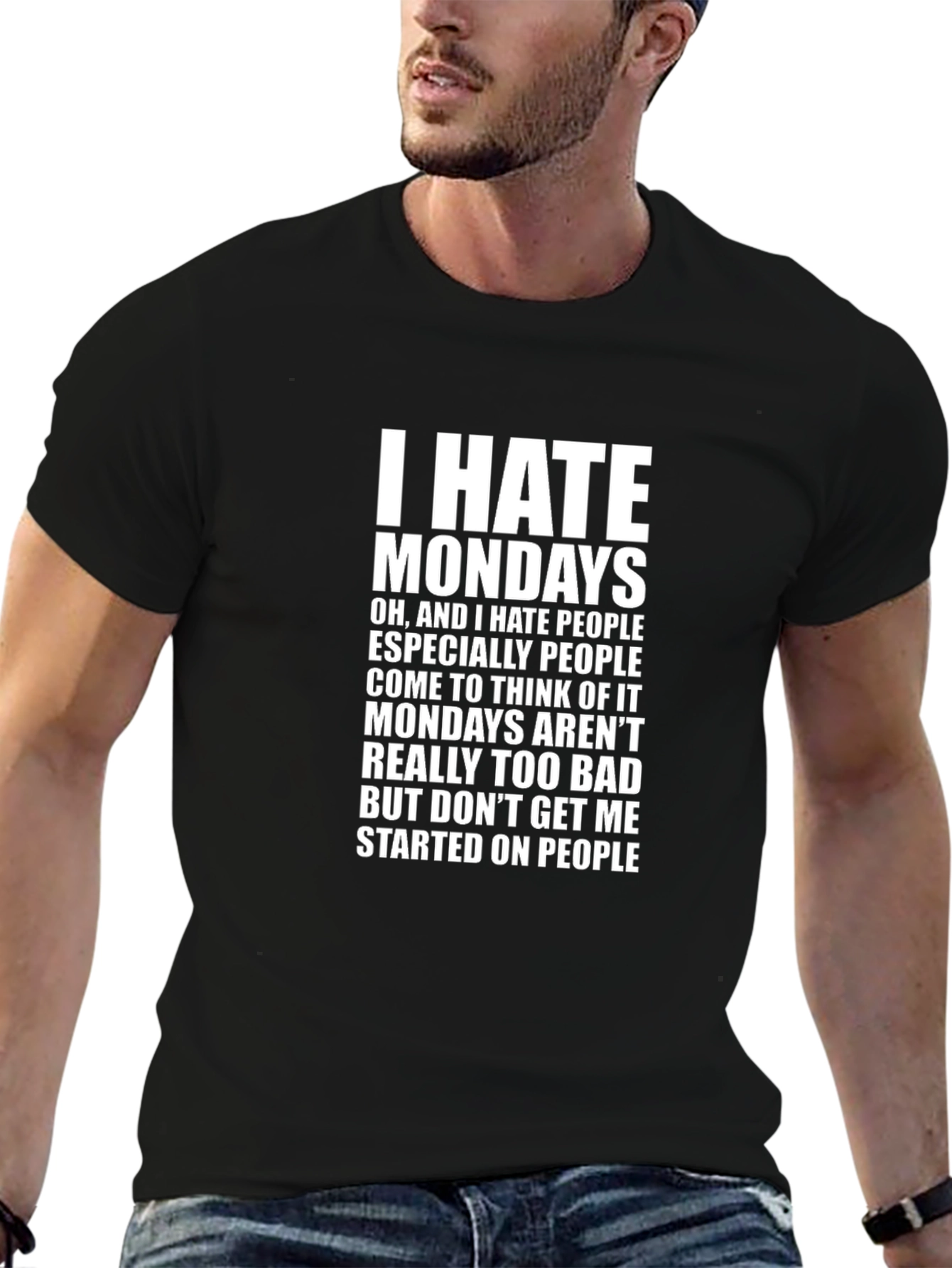 Black I Hate Mondays Funny Slogan T-Shirt view 6