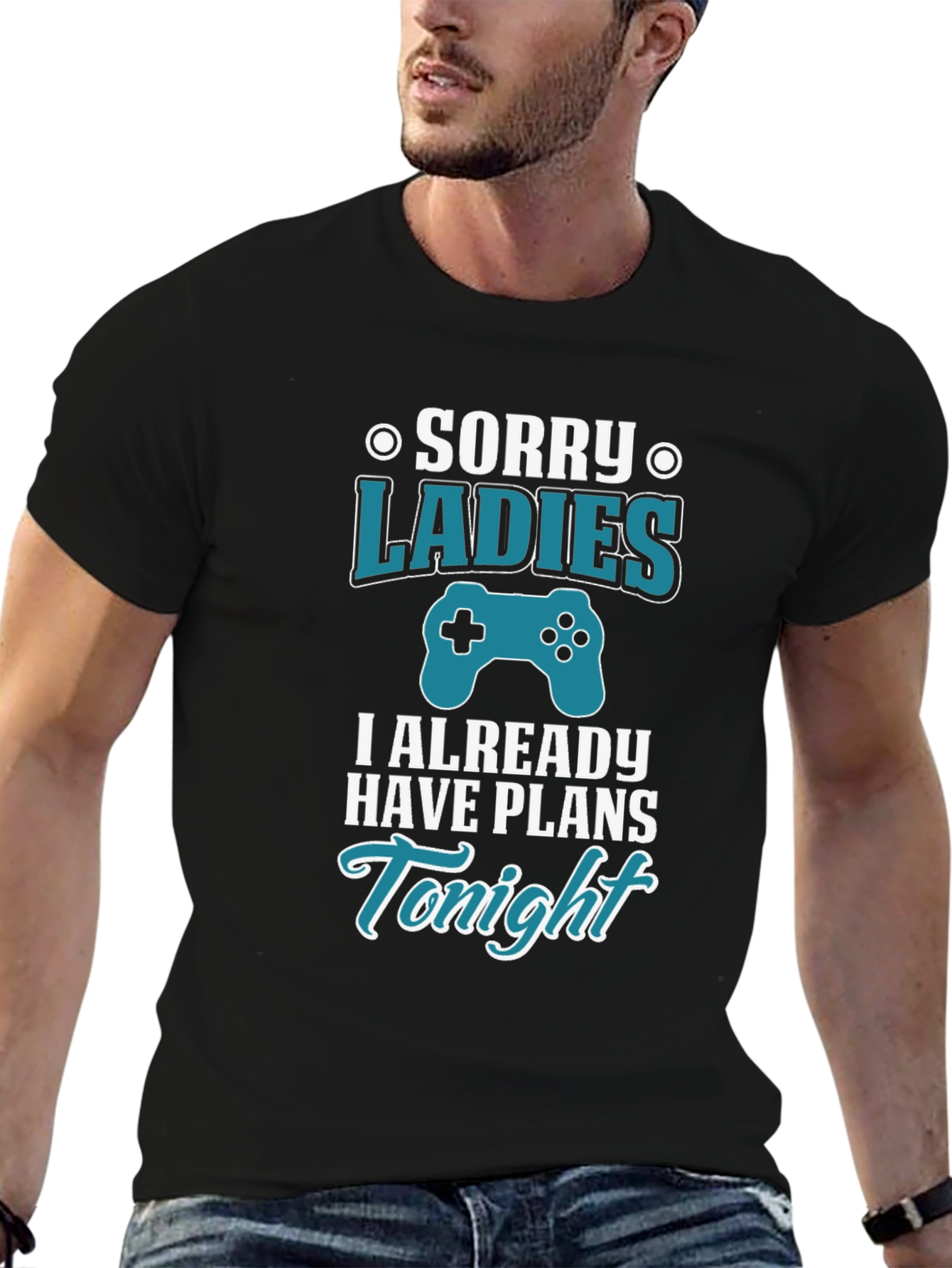 Black Sorry Ladies I Have Plans T-Shirt view 6