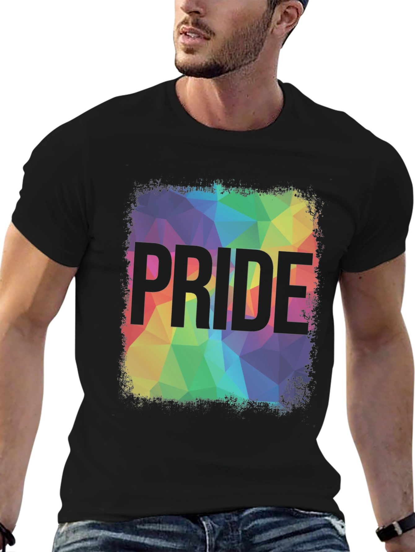 Black Pride Rainbow Graphic Tee - Men's Black T-Shirt view 6