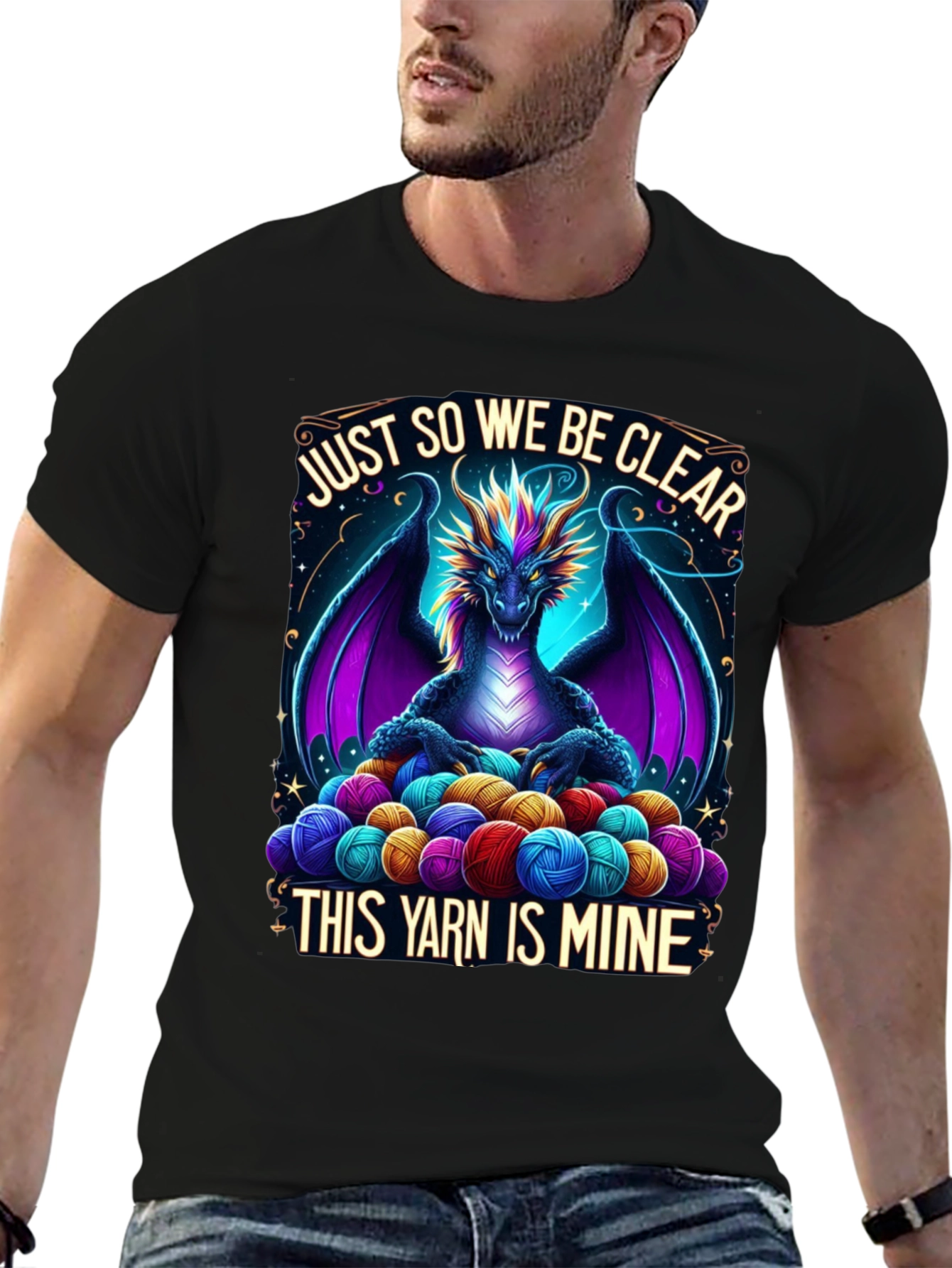 Black Dragon Yarn Lover T-Shirt - "This Yarn is Mine" view 6
