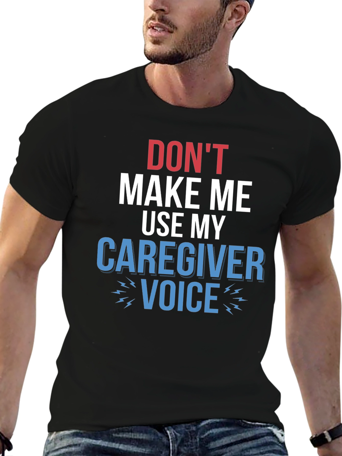 Black Caregiver Voice T-Shirt - Funny Graphic Tee view 6