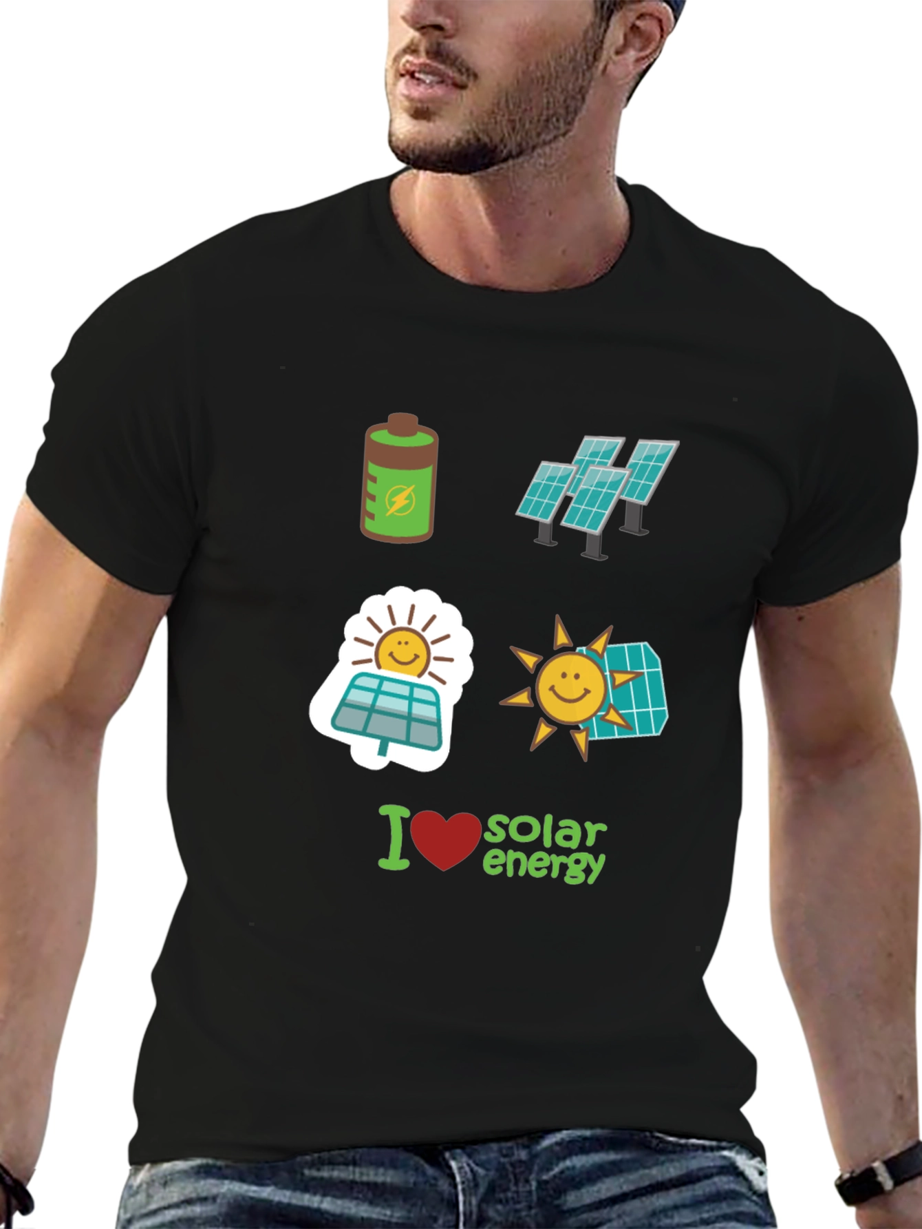 Black I Love Solar Energy Graphic Tee view 6