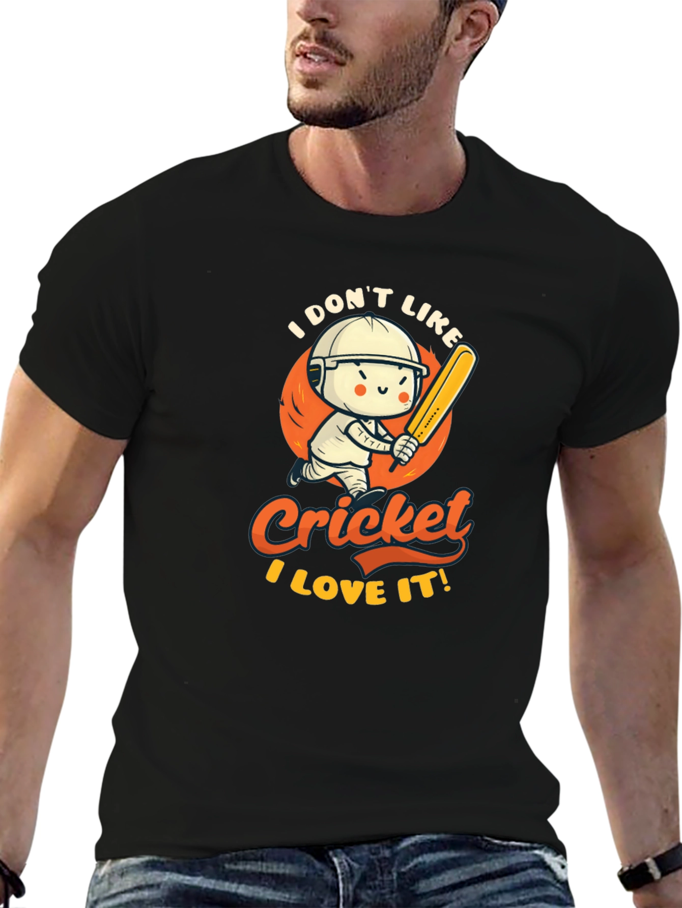 Black Cricket Lover Graphic T-Shirt - Sporty & Fun view 6