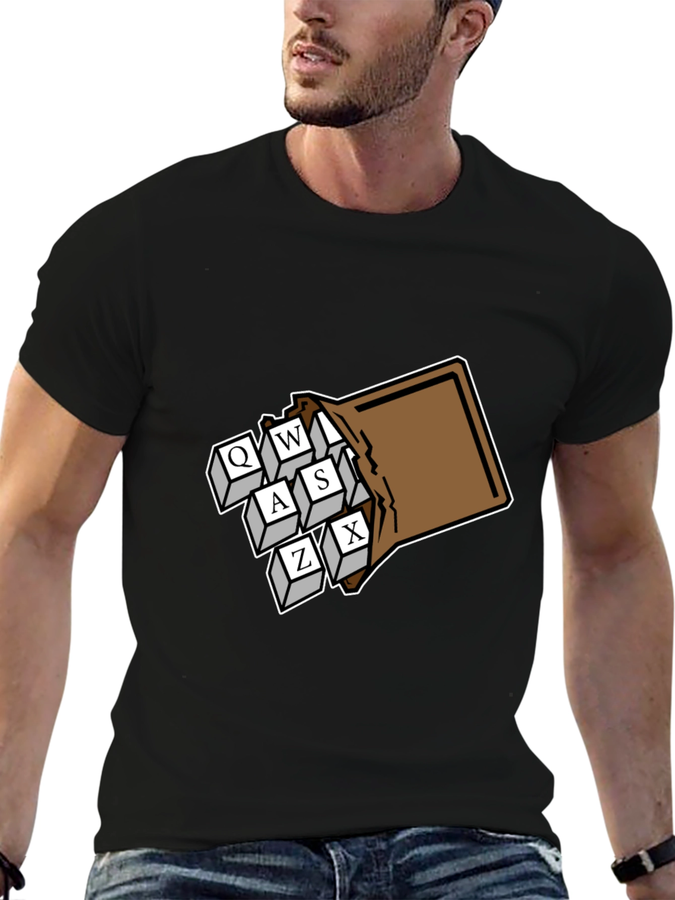 Black Gamer Keys T-Shirt - QWASZX Design view 6