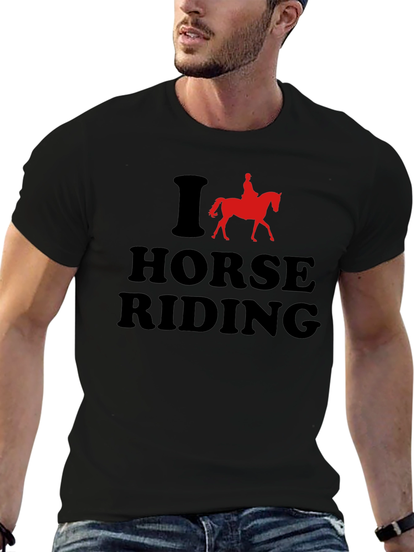Black I Love Horse Riding Graphic T-Shirt view 6