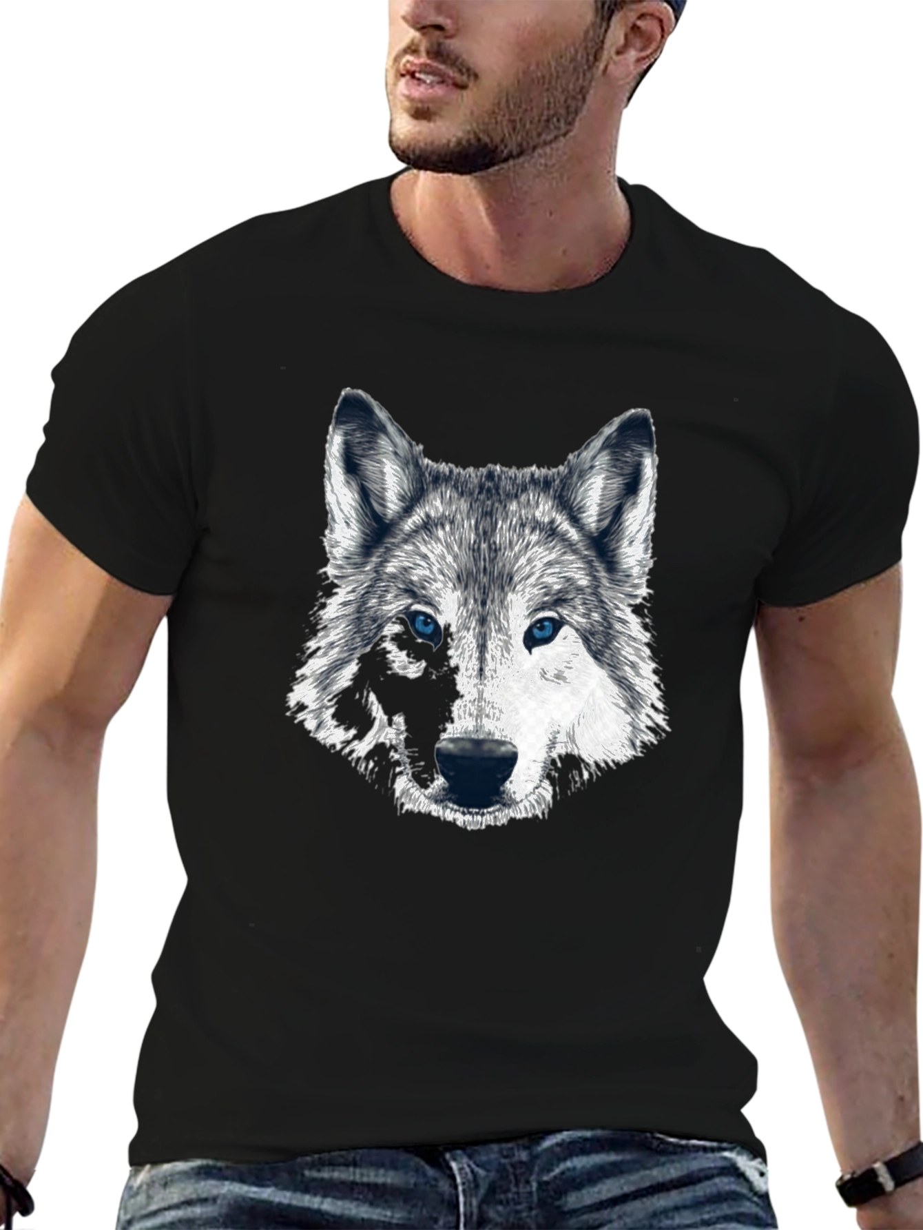 Black Wolf Graphic Tee - Mens Black T-Shirt view 6
