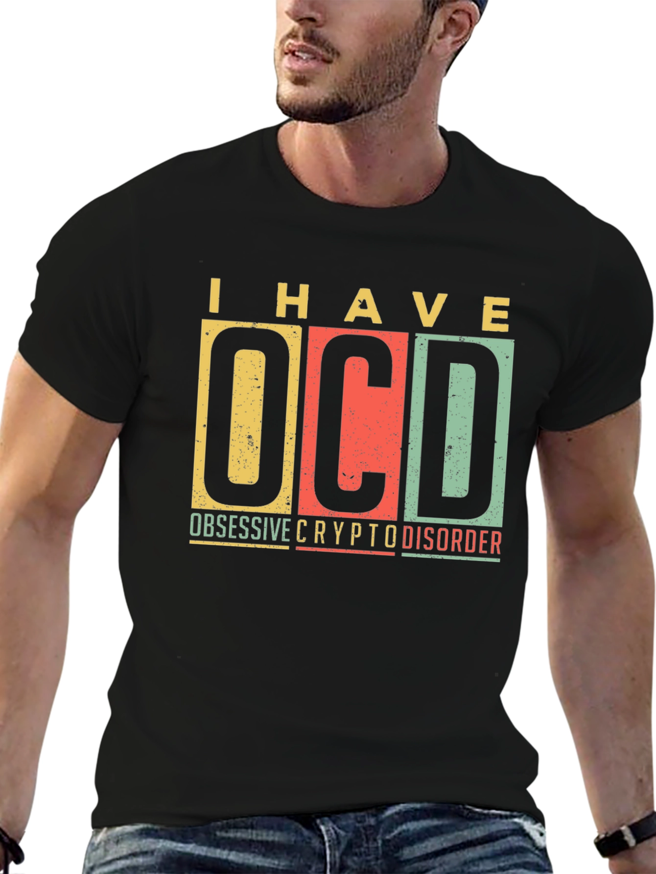 Black OCD Crypto Disorder Graphic Tee view 6
