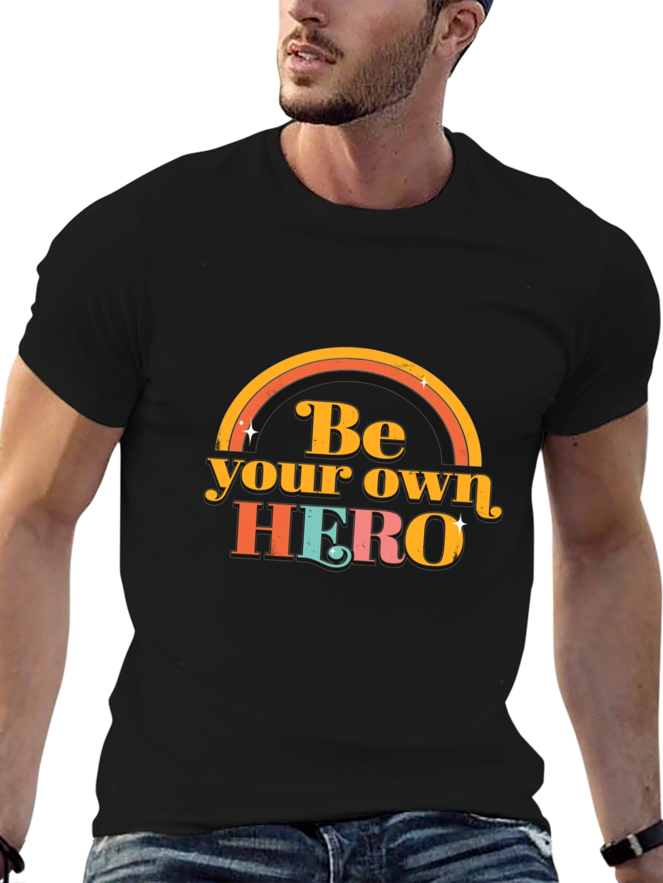 Black Be Your Own Hero Graphic Tee view 6