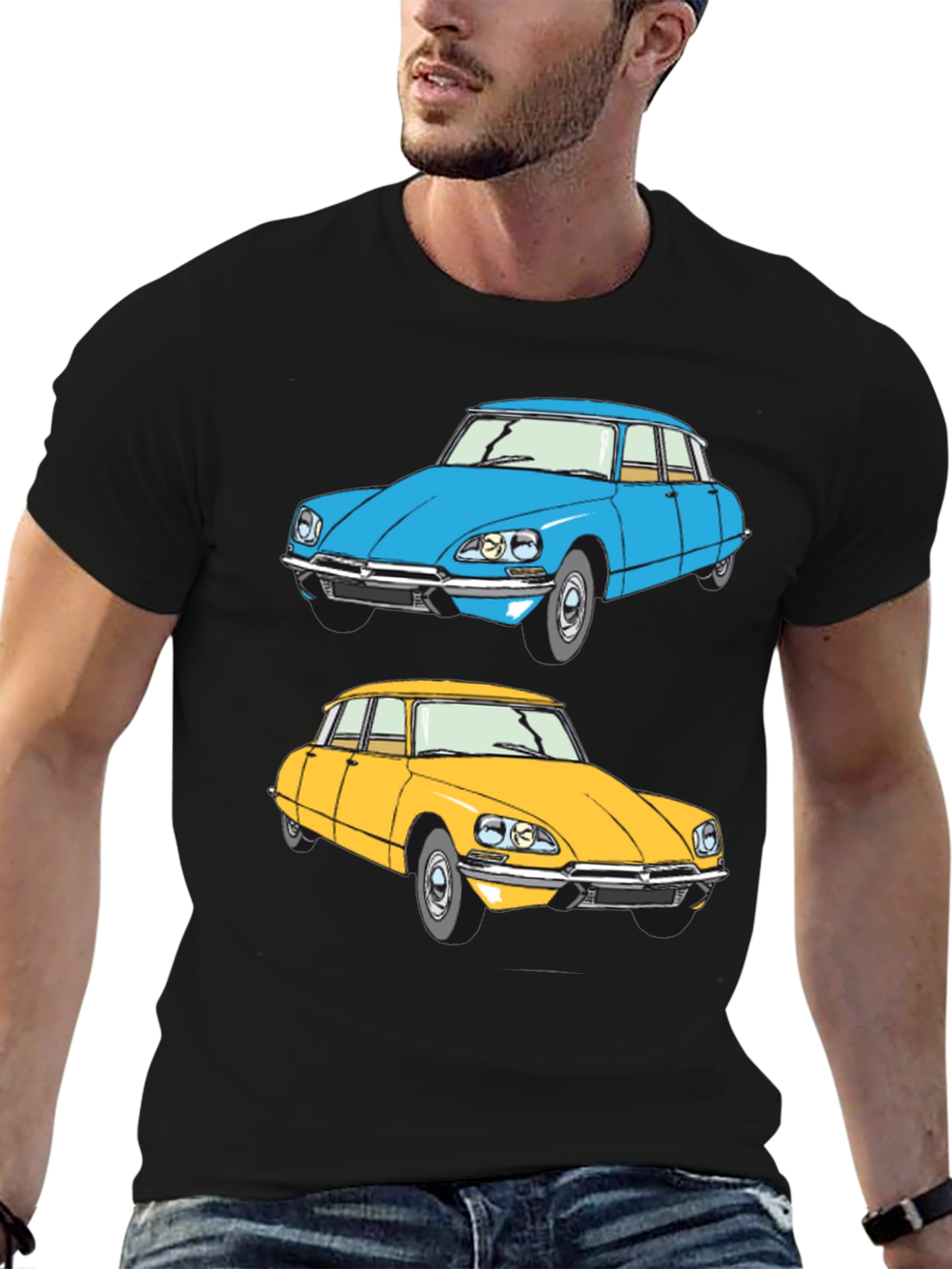 Black Classic Car Graphic Tee - Retro Style view 6
