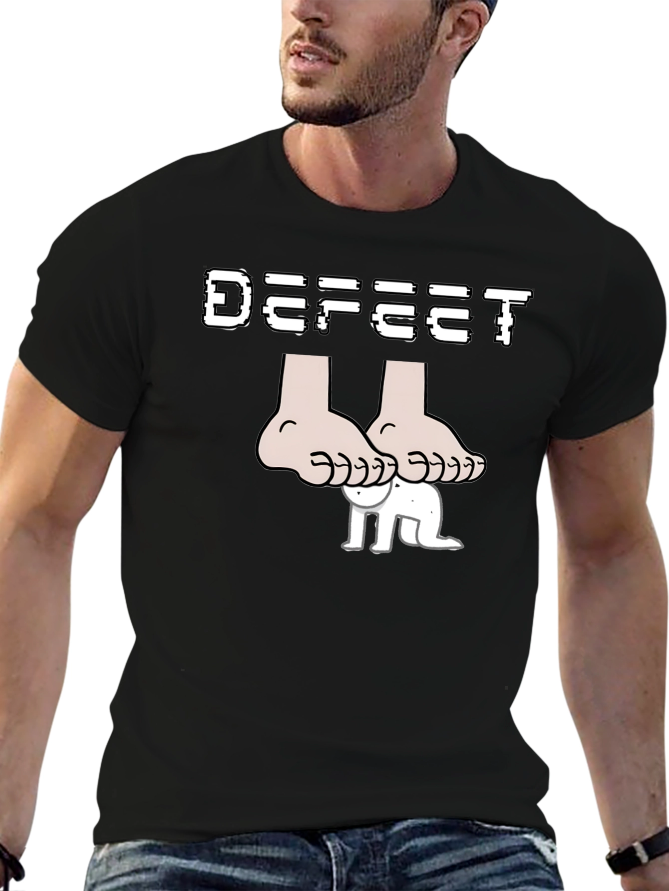 Black Defeet Funny Graphic T-Shirt view 6