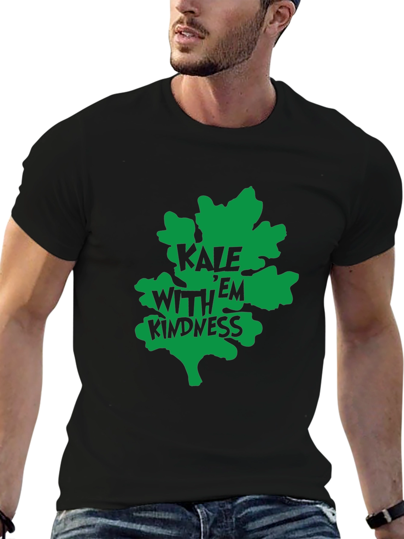 Black Kale With Kindness Graphic Tee - Black view 6