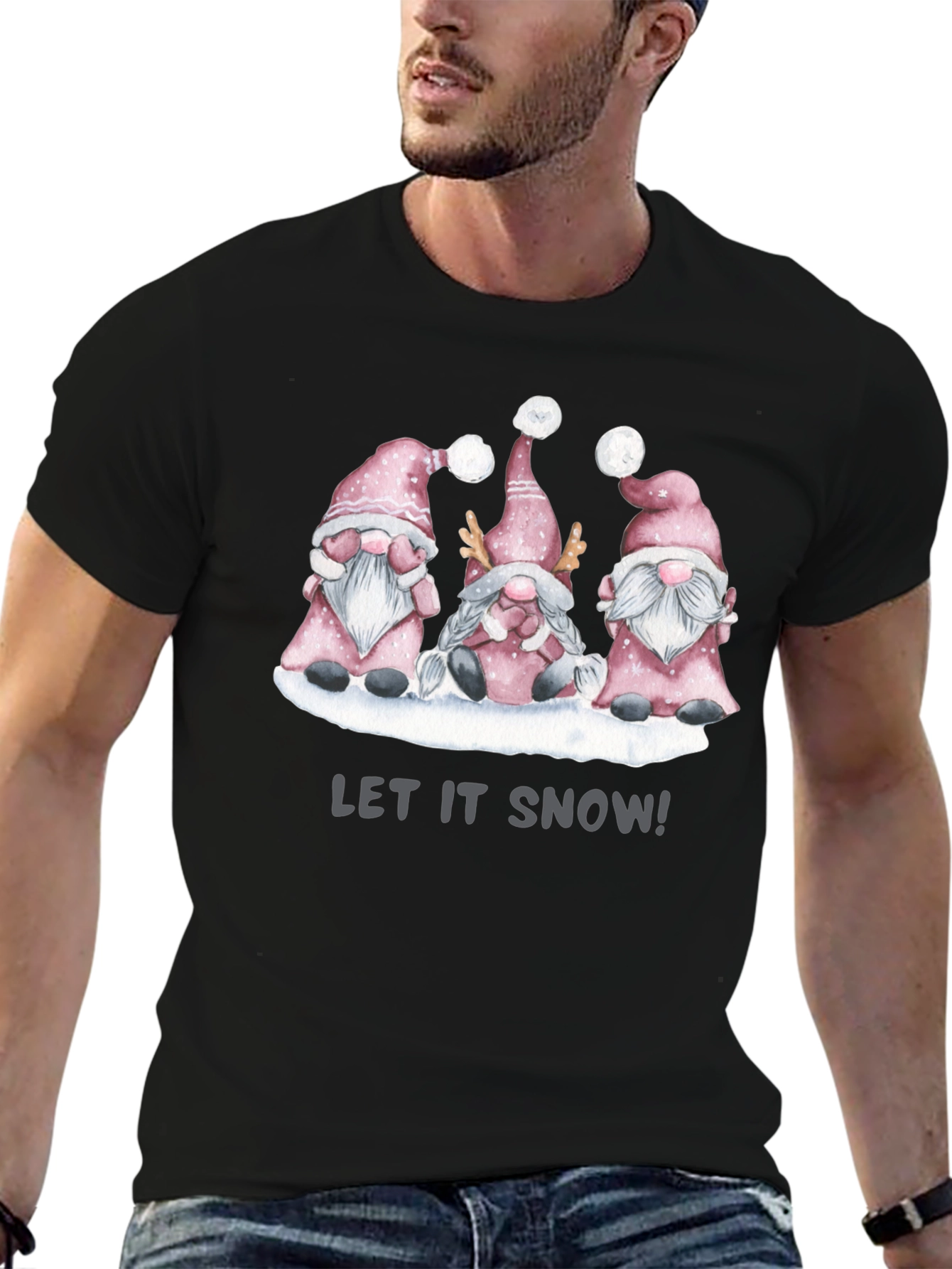 Black Let It Snow Gnomes T-Shirt view 6