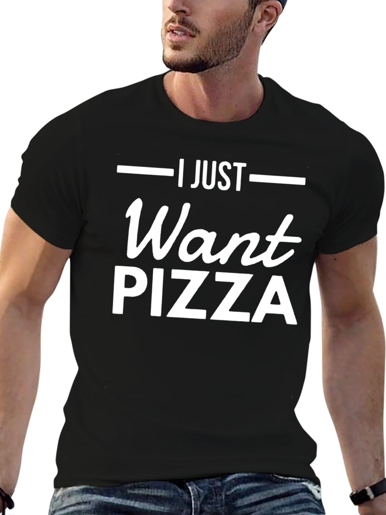 Black I Just Want Pizza Graphic Tee view 6
