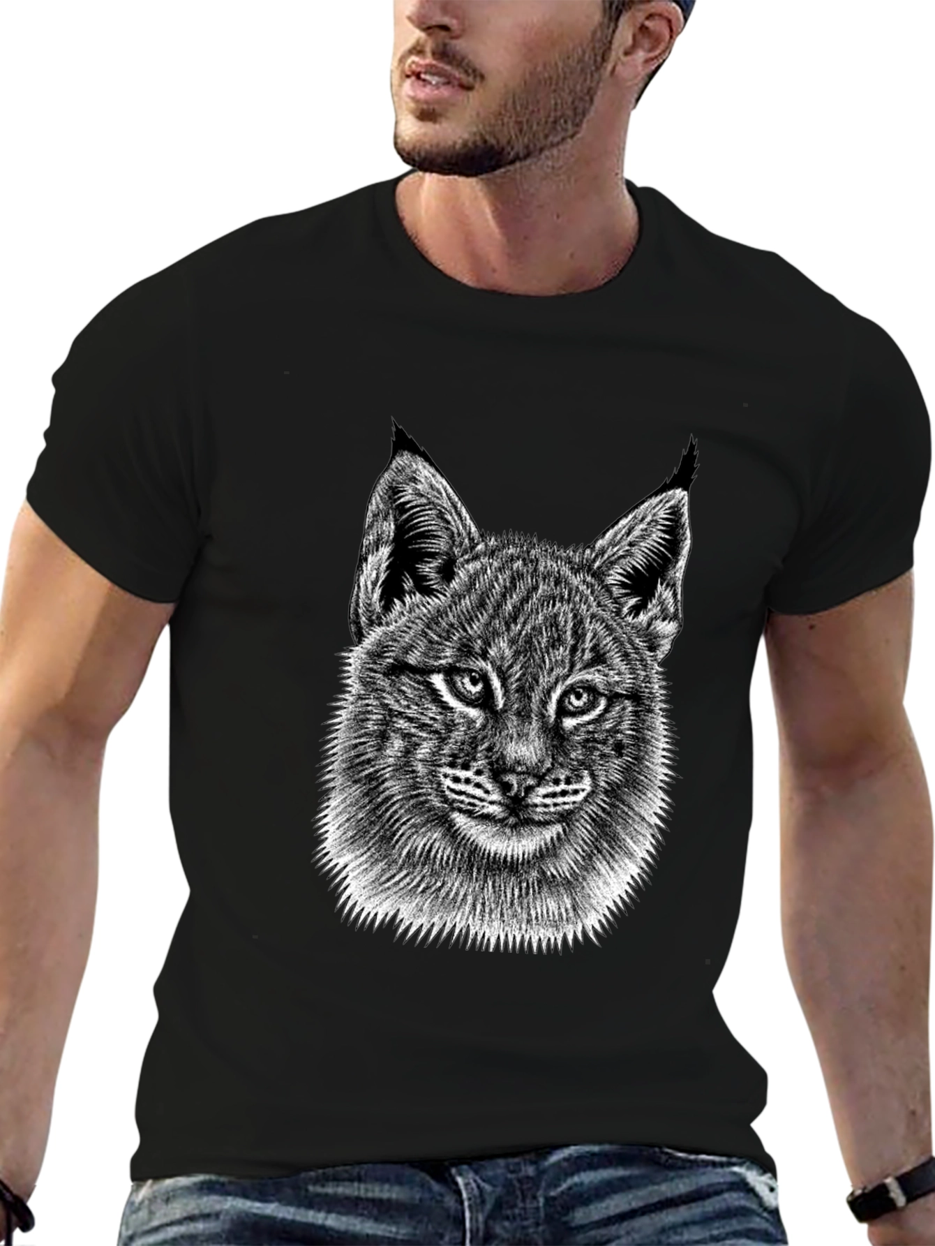 Black Bobcat Graphic Tee - Stylish Animal Print Shirt view 6