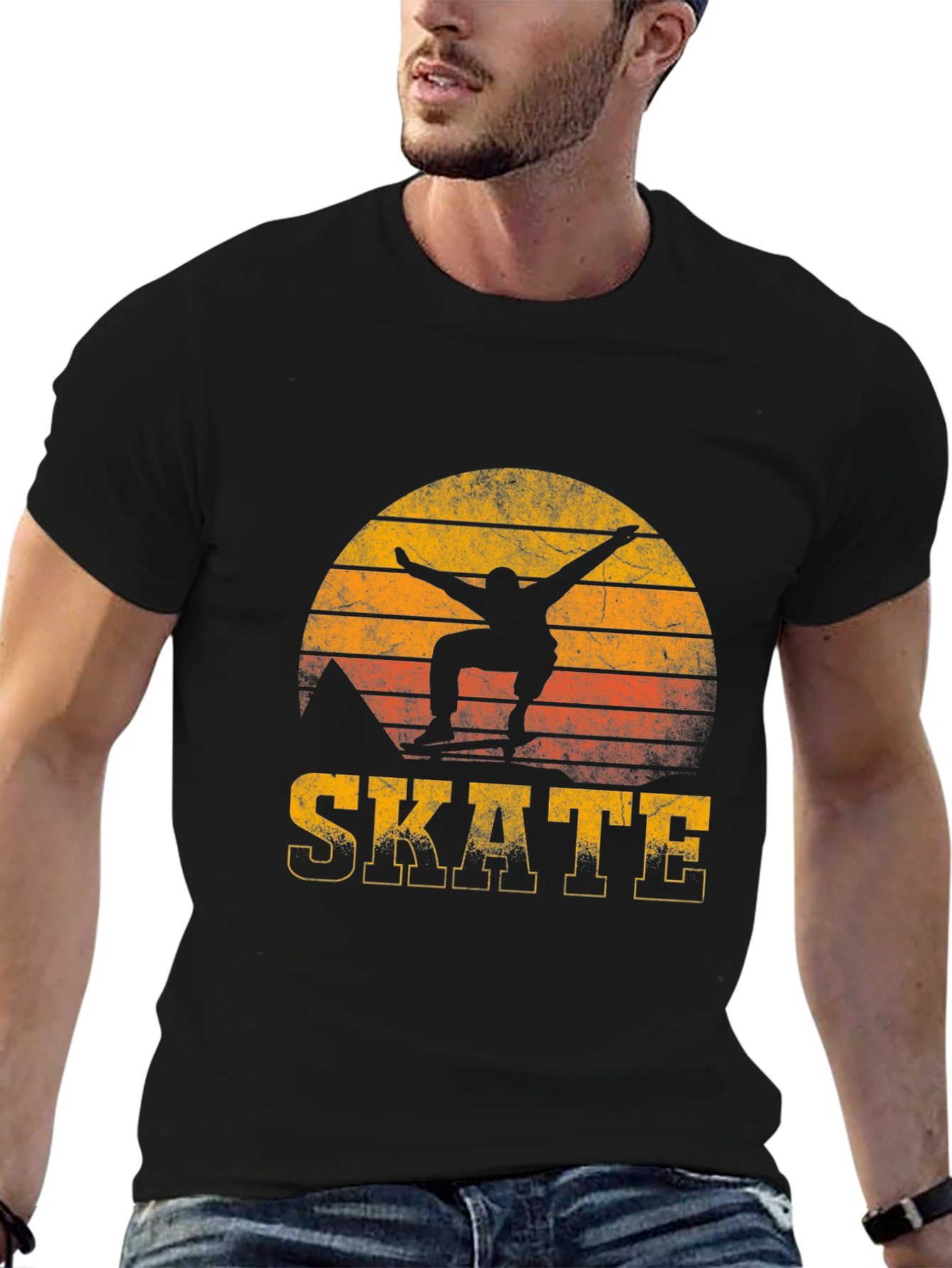 Black Vintage Sunset Skate T-Shirt view 6
