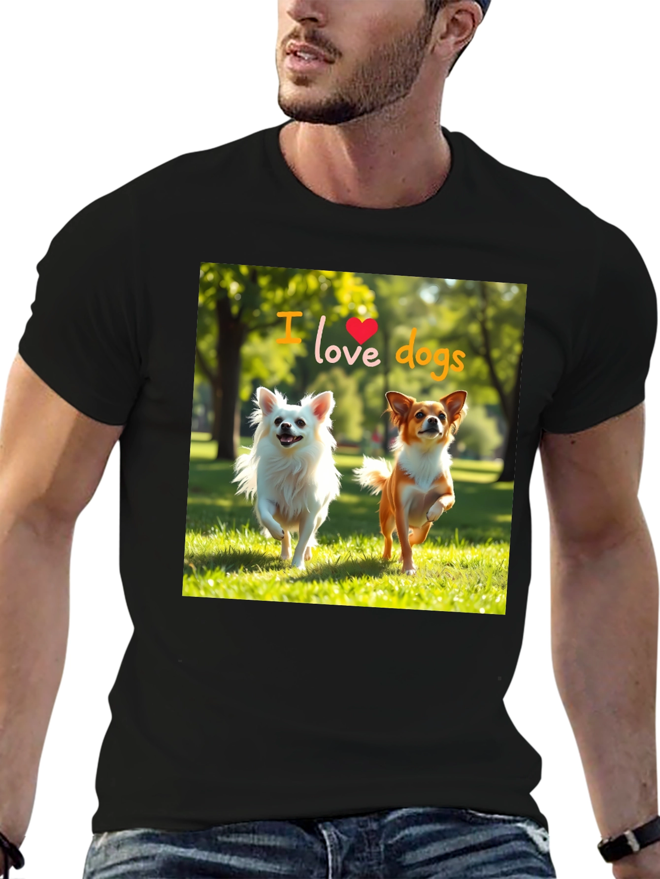 Black I Love Dogs Graphic Tee - Cute Pet Lover Shirt view 6