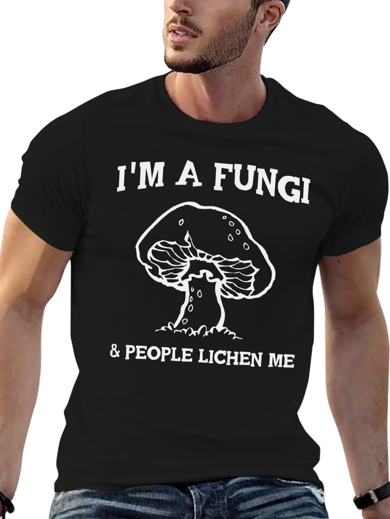 Black Funny Fungi T-Shirt - Mushroom Humor Tee view 6