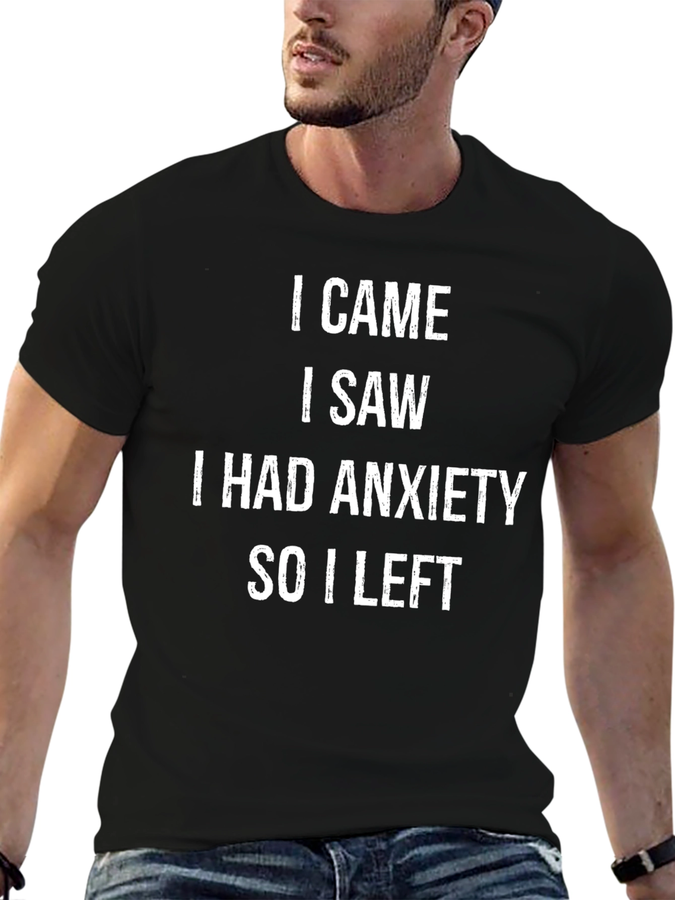 Black I Came I Saw I Had Anxiety T-Shirt view 6