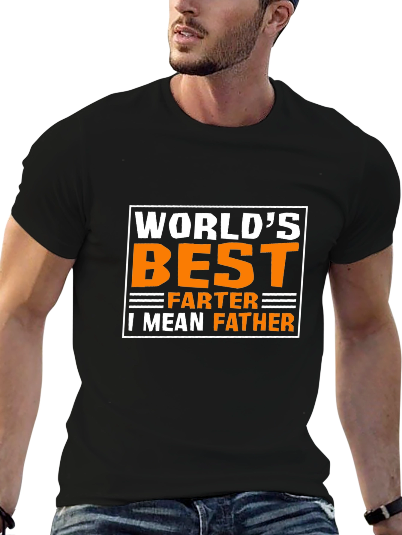 Black World's Best Farter - I Mean Father - Funny Dad T-Shirt view 6