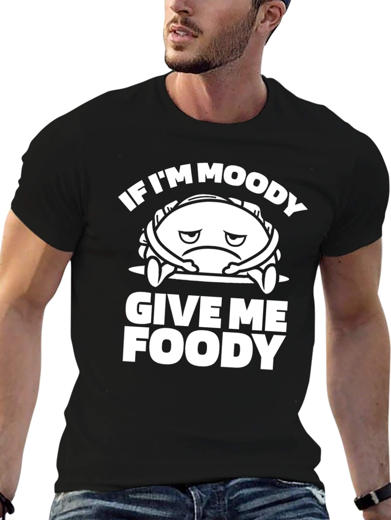 Black Moody Foody Graphic Tee - Funny Unisex T-Shirt view 6
