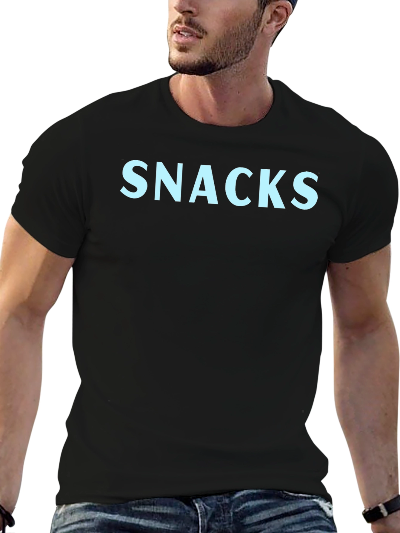 Black Snacks Graphic Print Black T-Shirt view 6