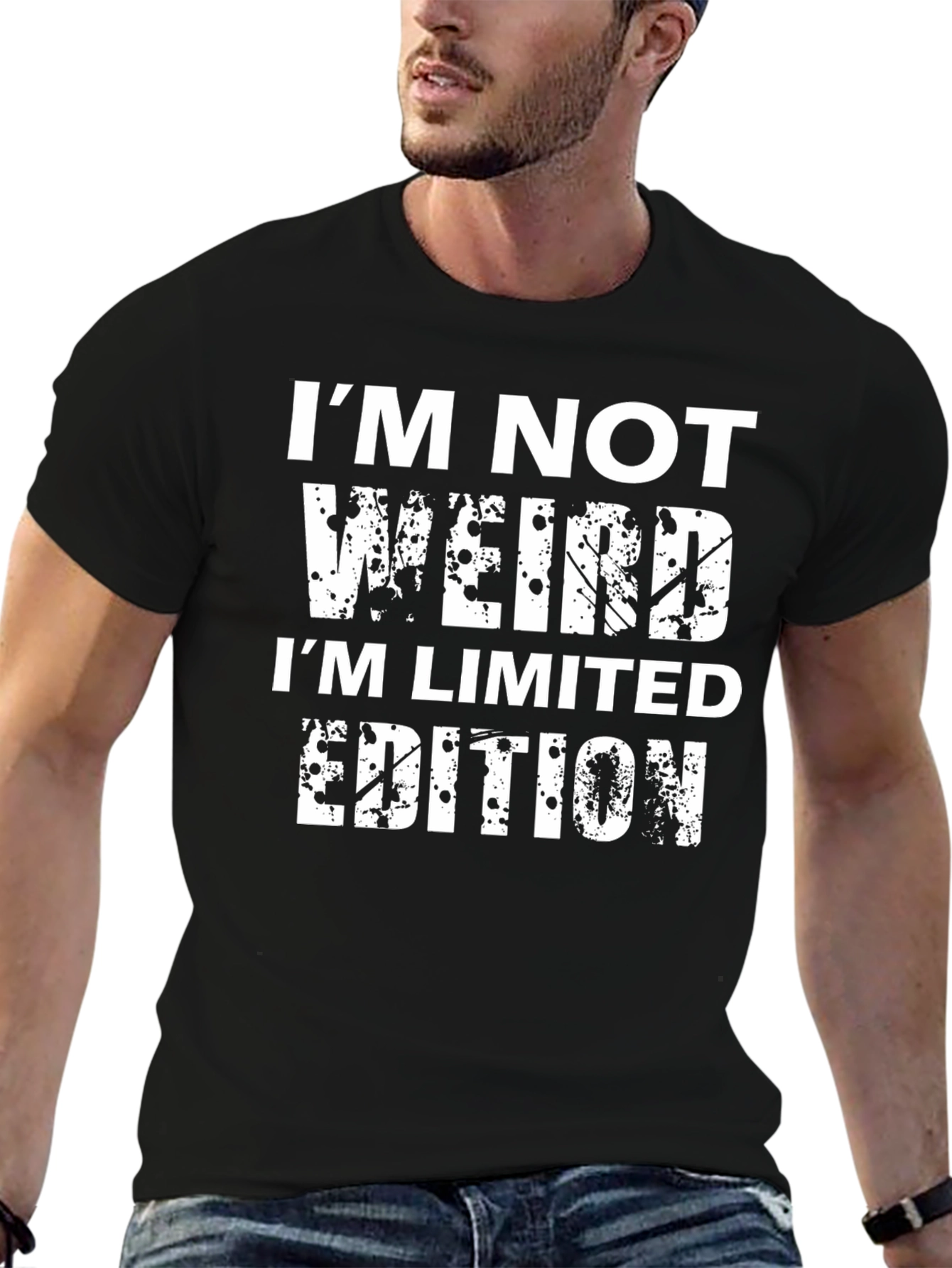 Black Funny Graphic Tee - I'm Not Weird, Limited Edition view 6