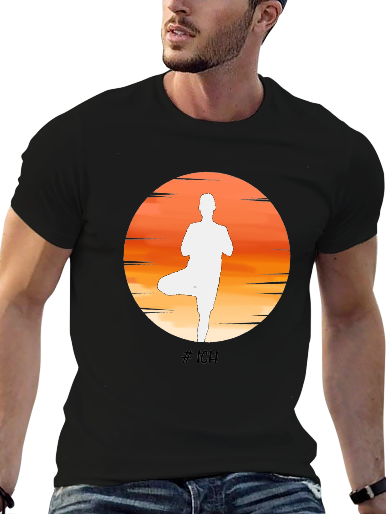 Black Yoga Pose Silhouette T-Shirt - Stylish Graphic Tee view 6