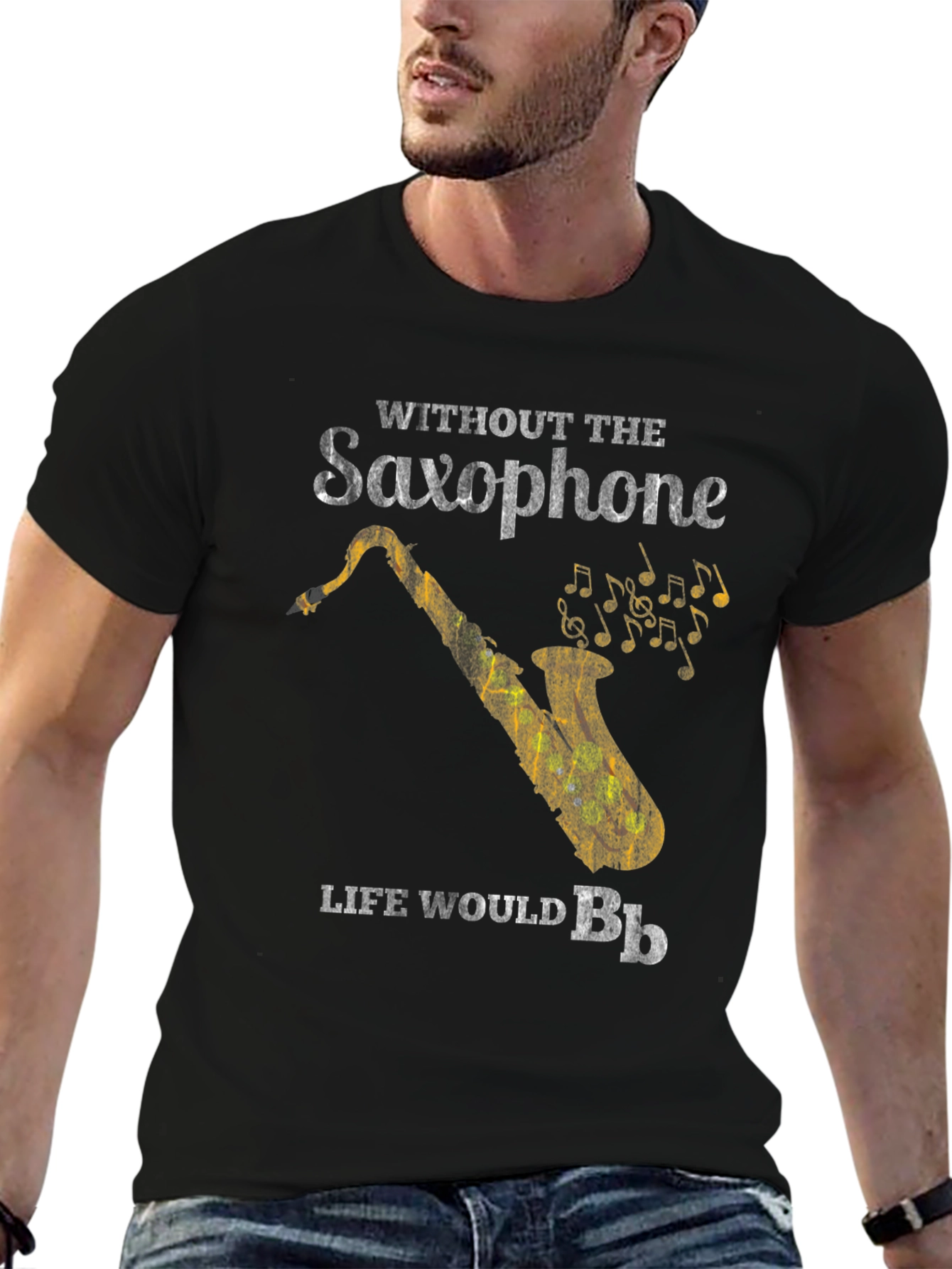 Black Saxophone Life Black T-Shirt view 6
